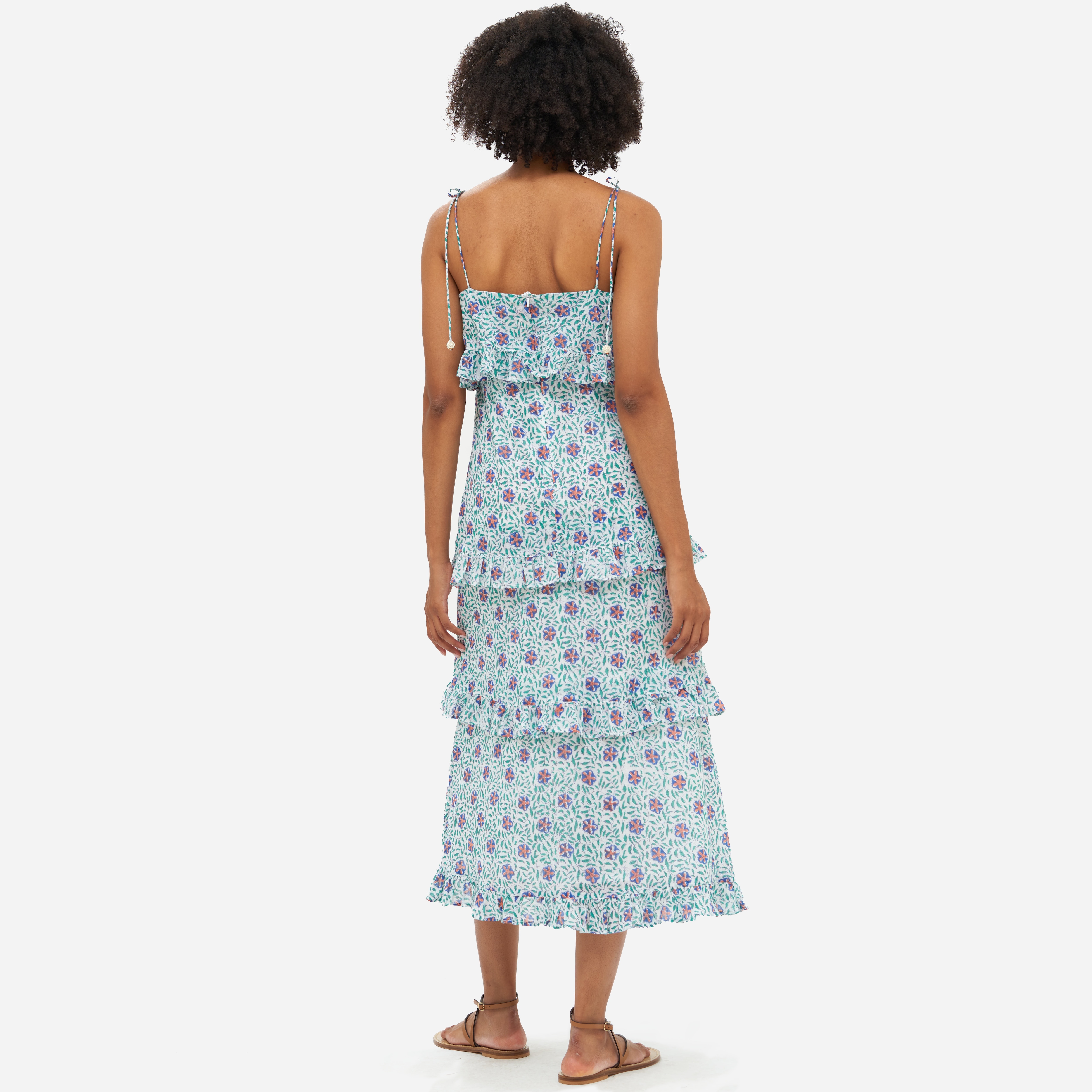 OLIPHANT™ tie-strap ruffle midi dress