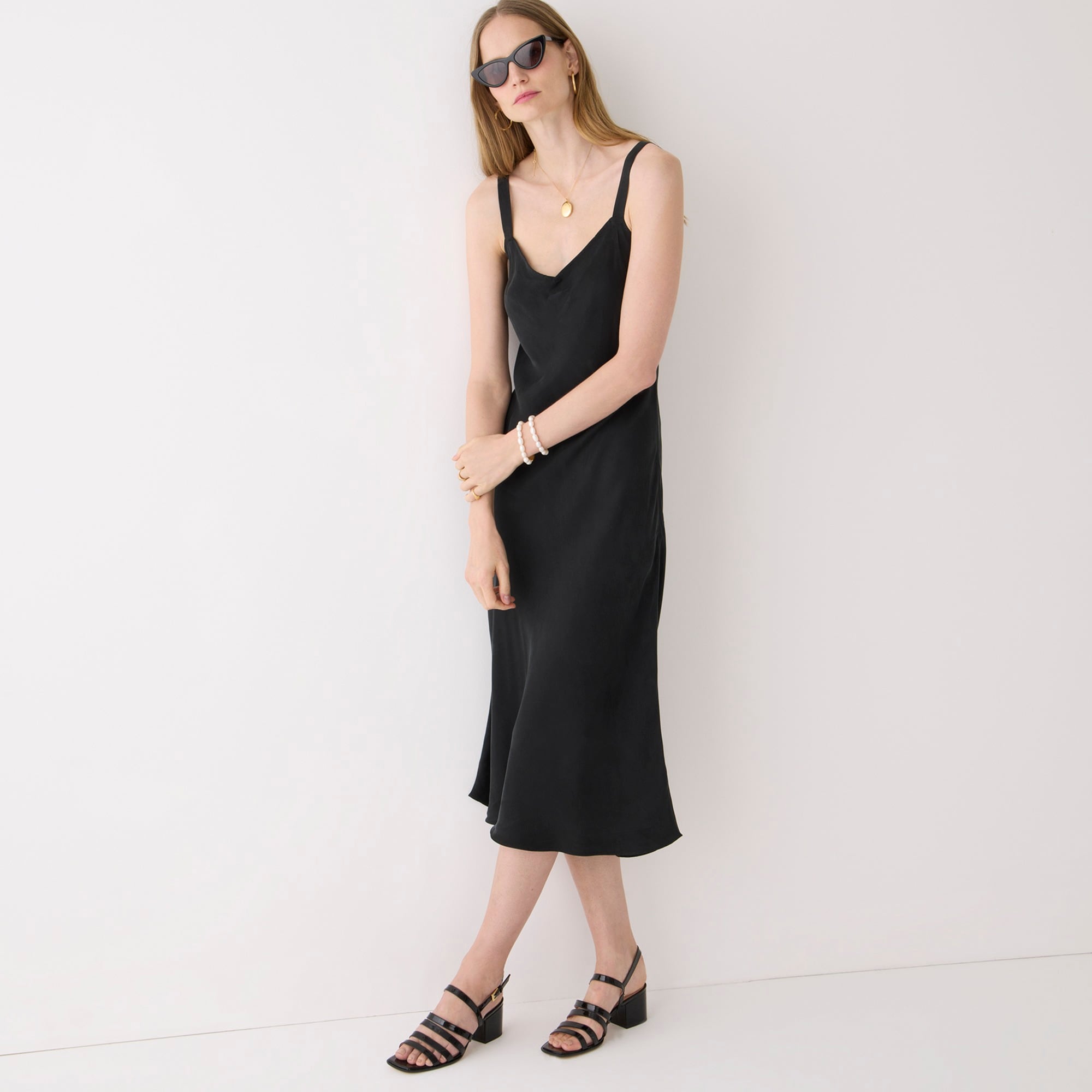 Gwyneth V-neck slip dress in cupro blend