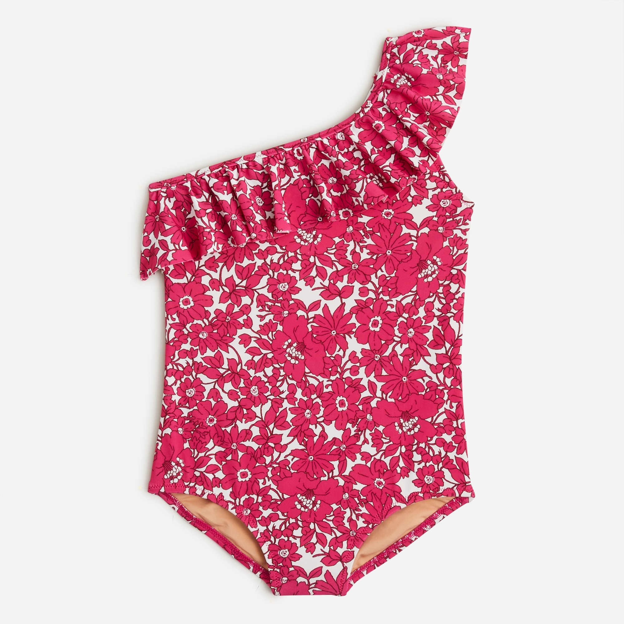 Girls' one-shoulder one-piece swimsuit with UPF 50+