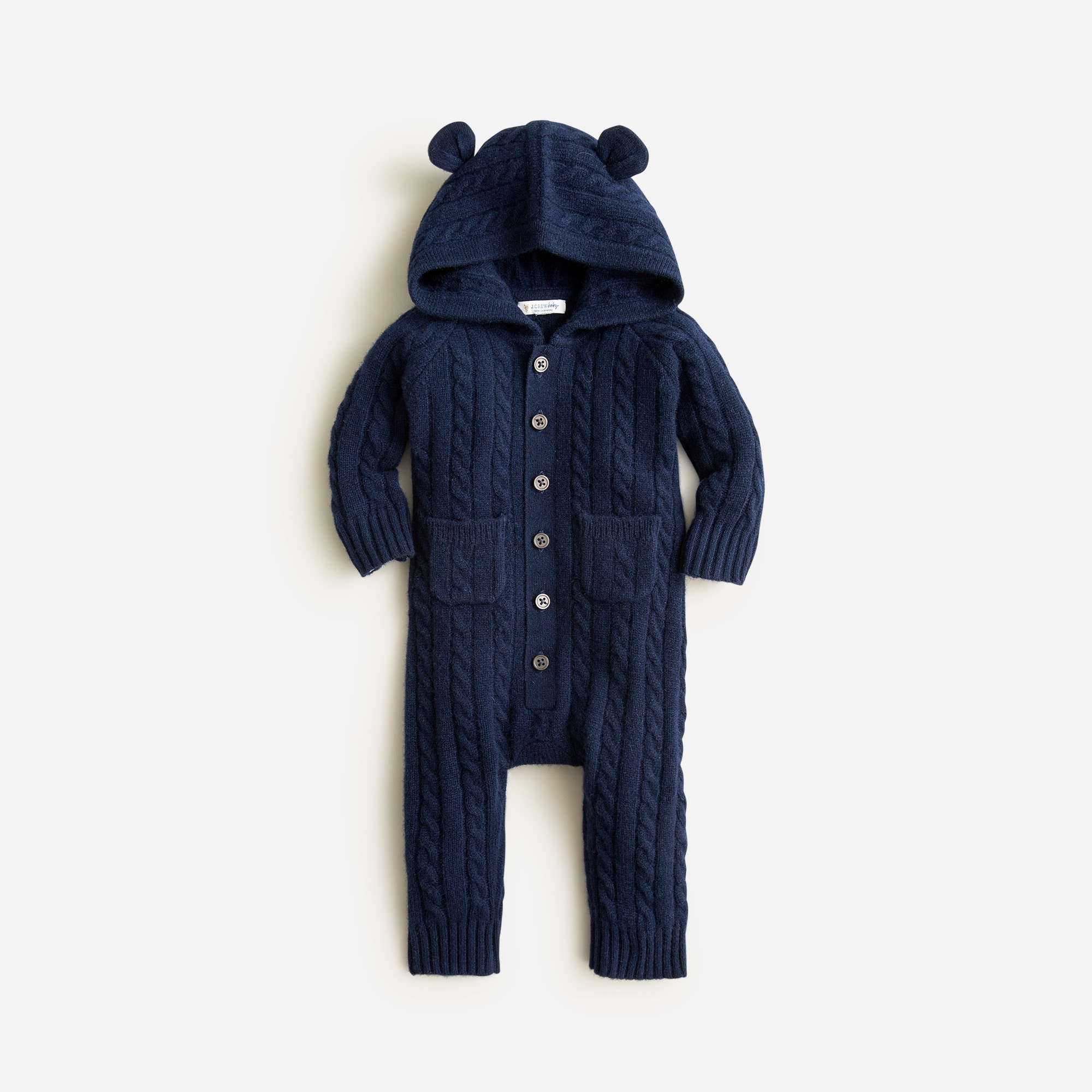 Limited-edition baby cashmere cable-knit bear one-piece