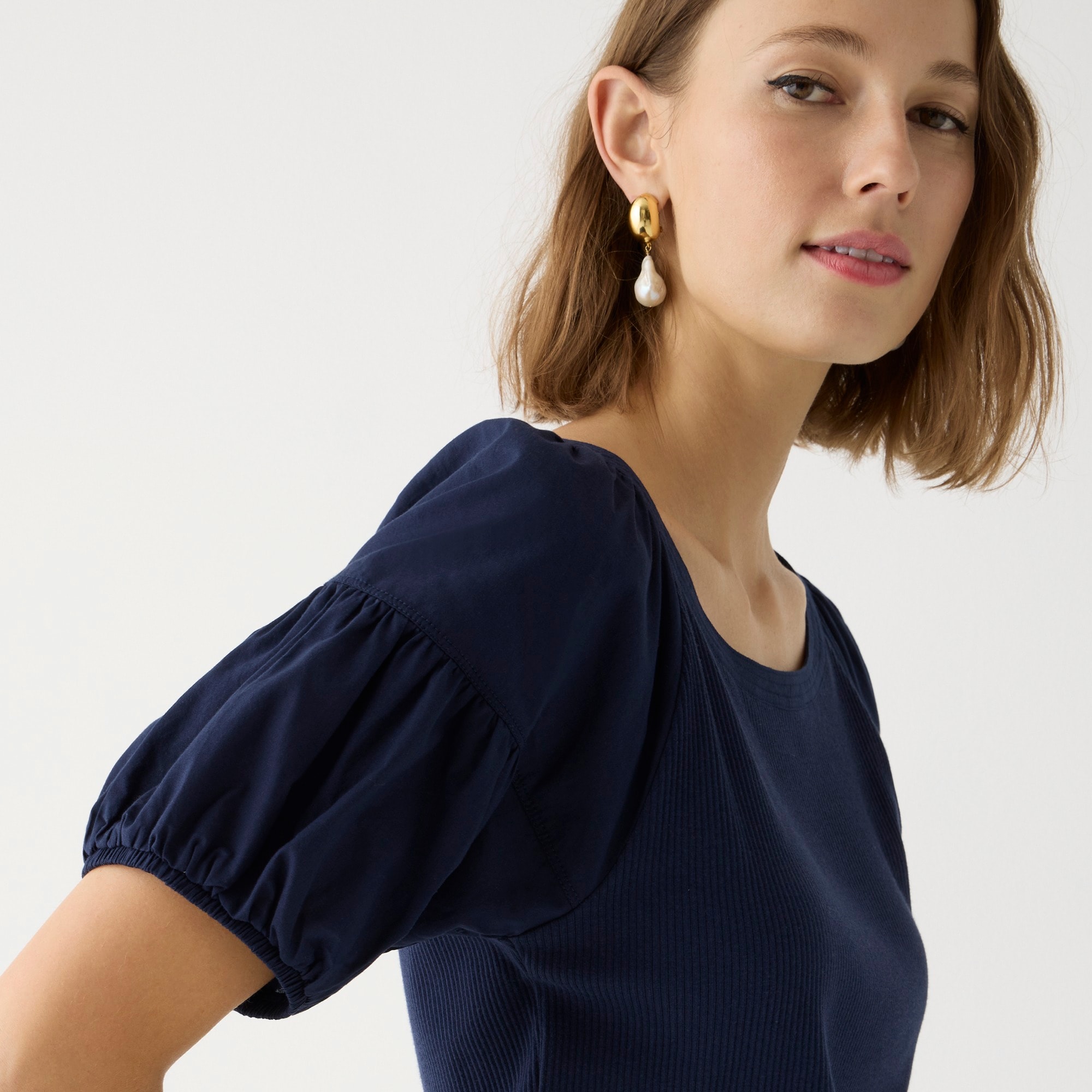Vintage rib puff-sleeve top