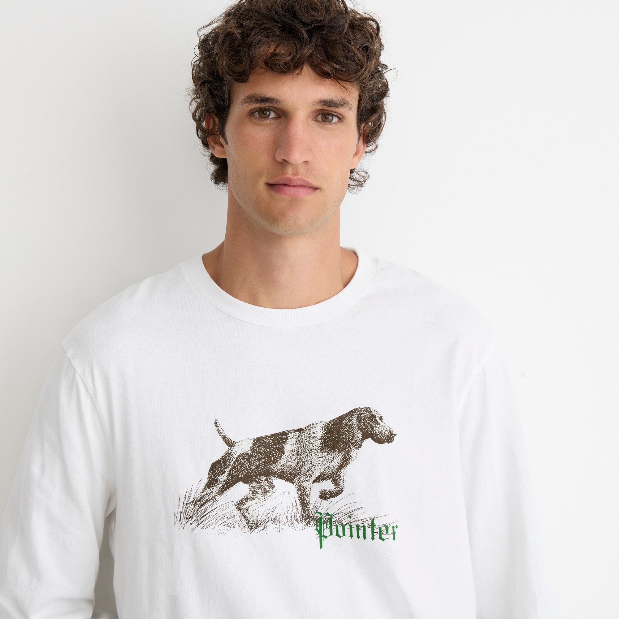 Long-sleeve made-in-the-USA pointer graphic T-shirt