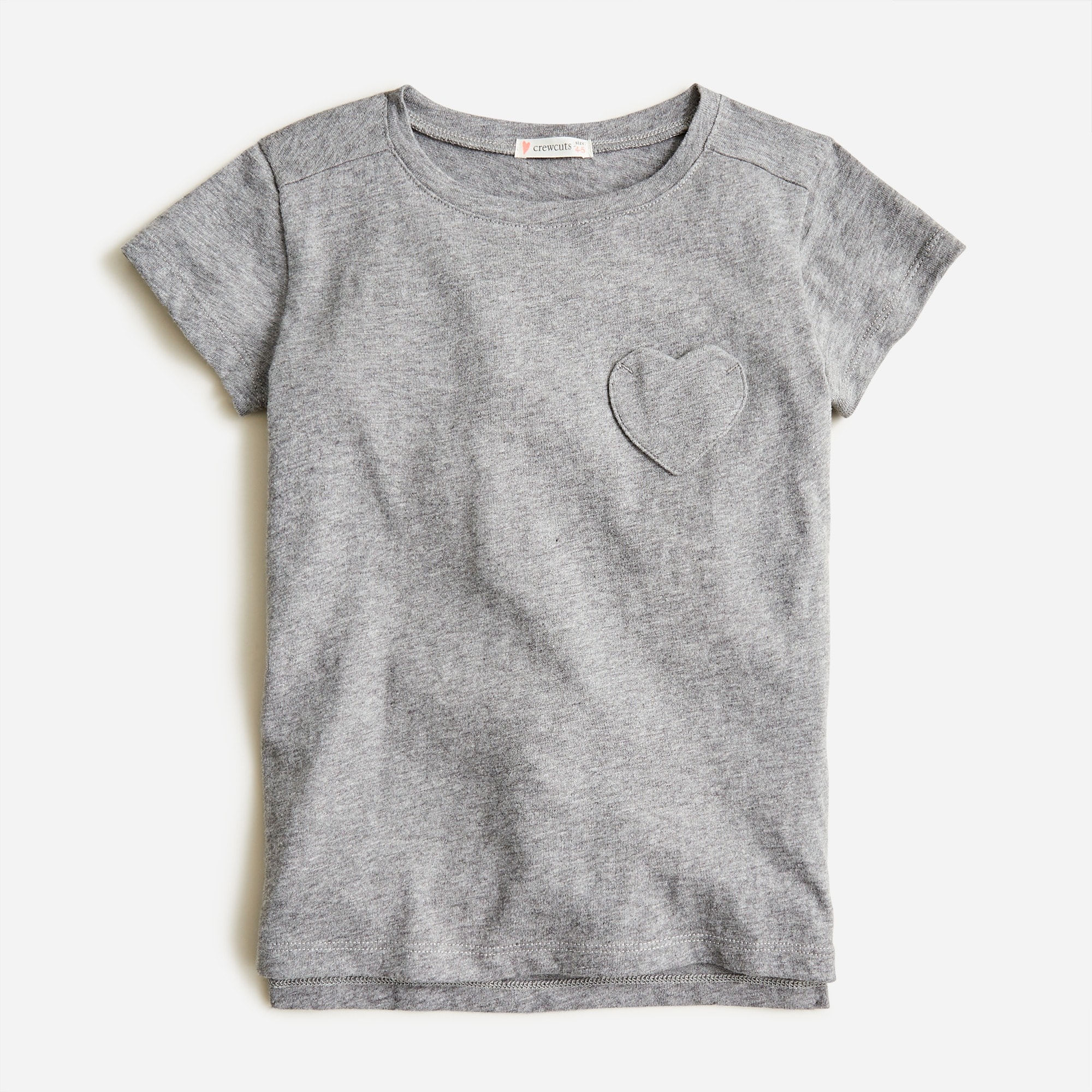 Girls' short-sleeve heart-pocket T-shirt
