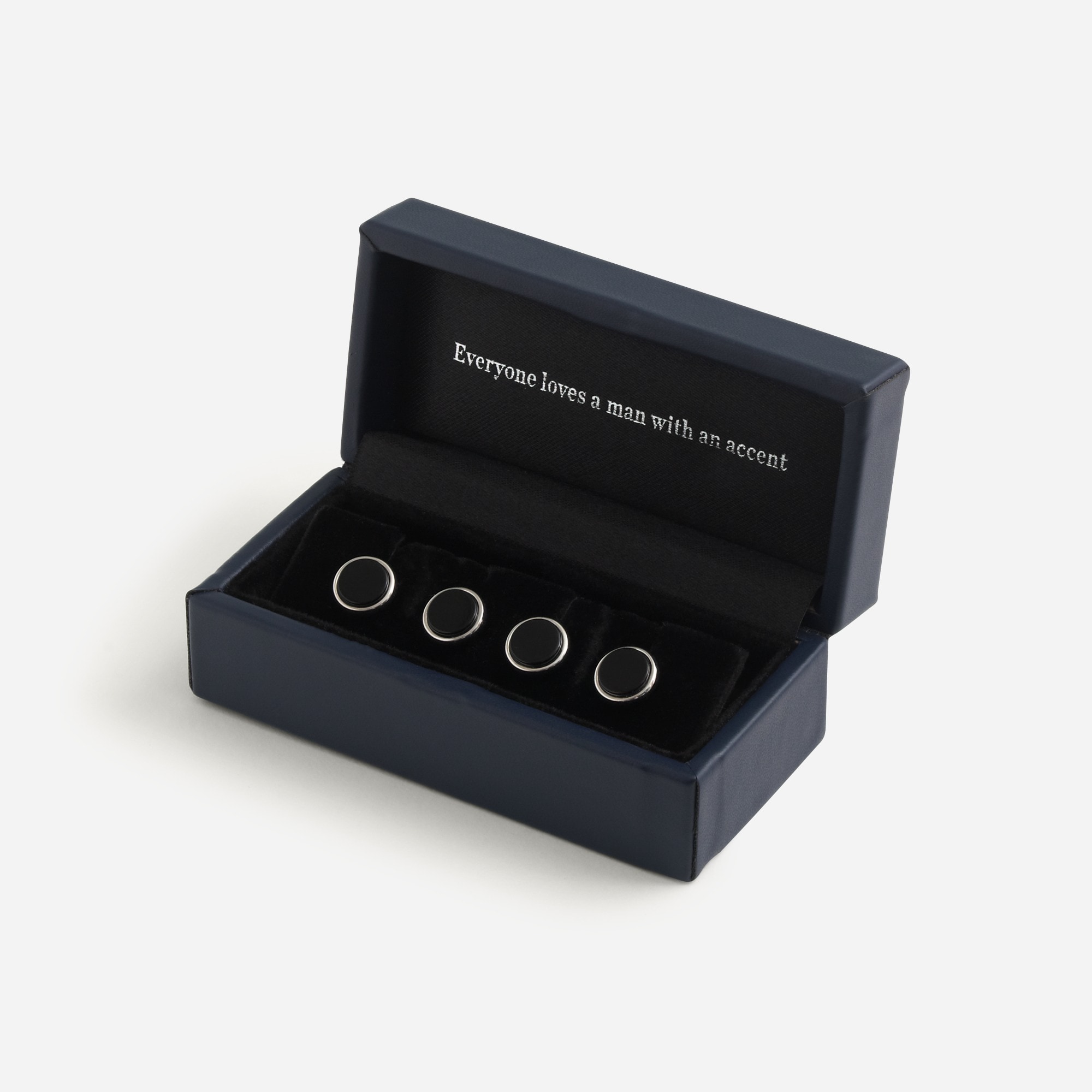 Black onyx sterling silver tuxedo studs
