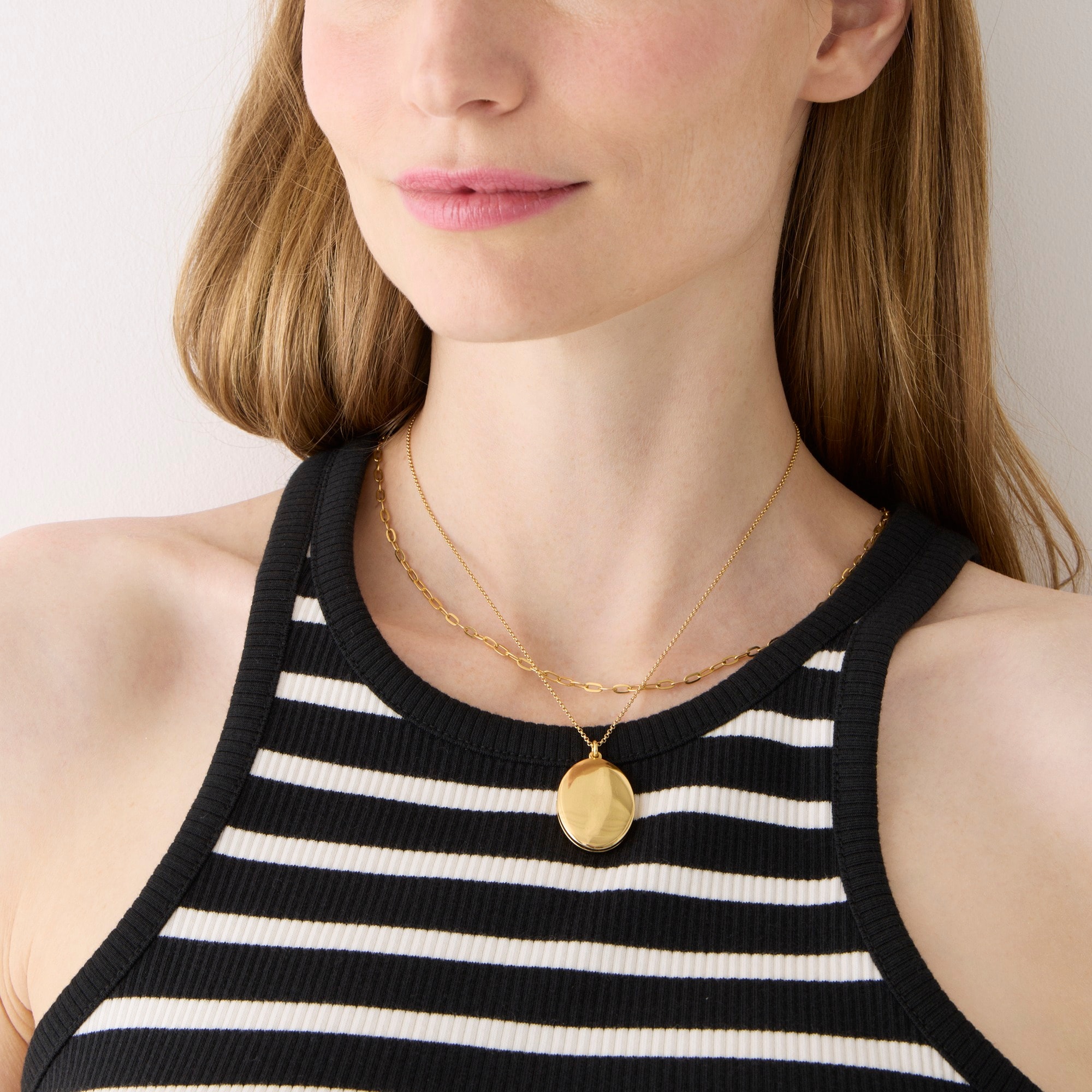 Vintage rib high-neck cutaway tank top in stripe