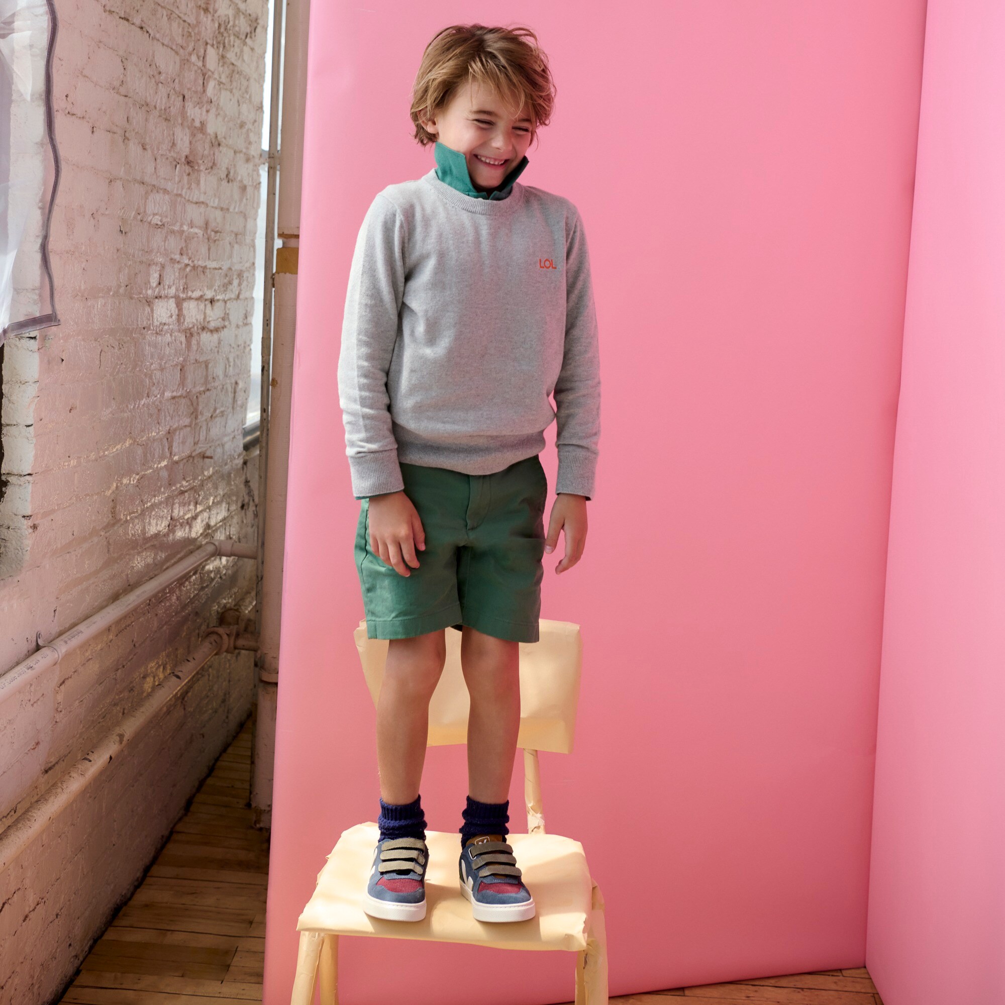 Kids' cotton-cashmere crewneck sweater
