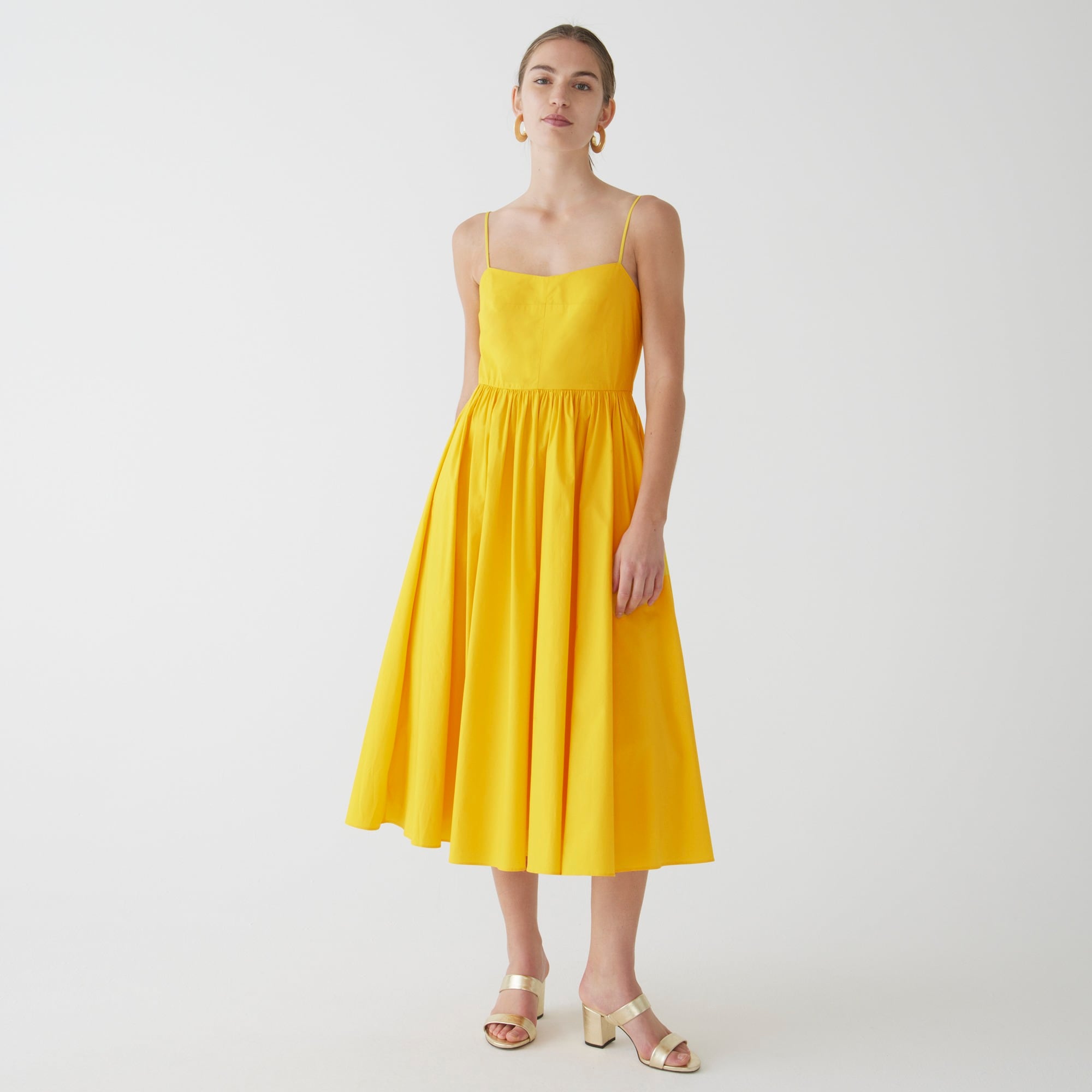 A-line stretch cotton poplin midi dress