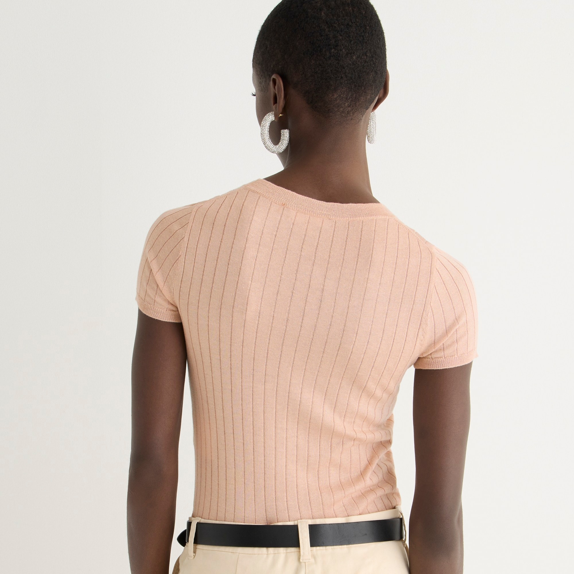 Silk-cashmere blend cropped T-shirt