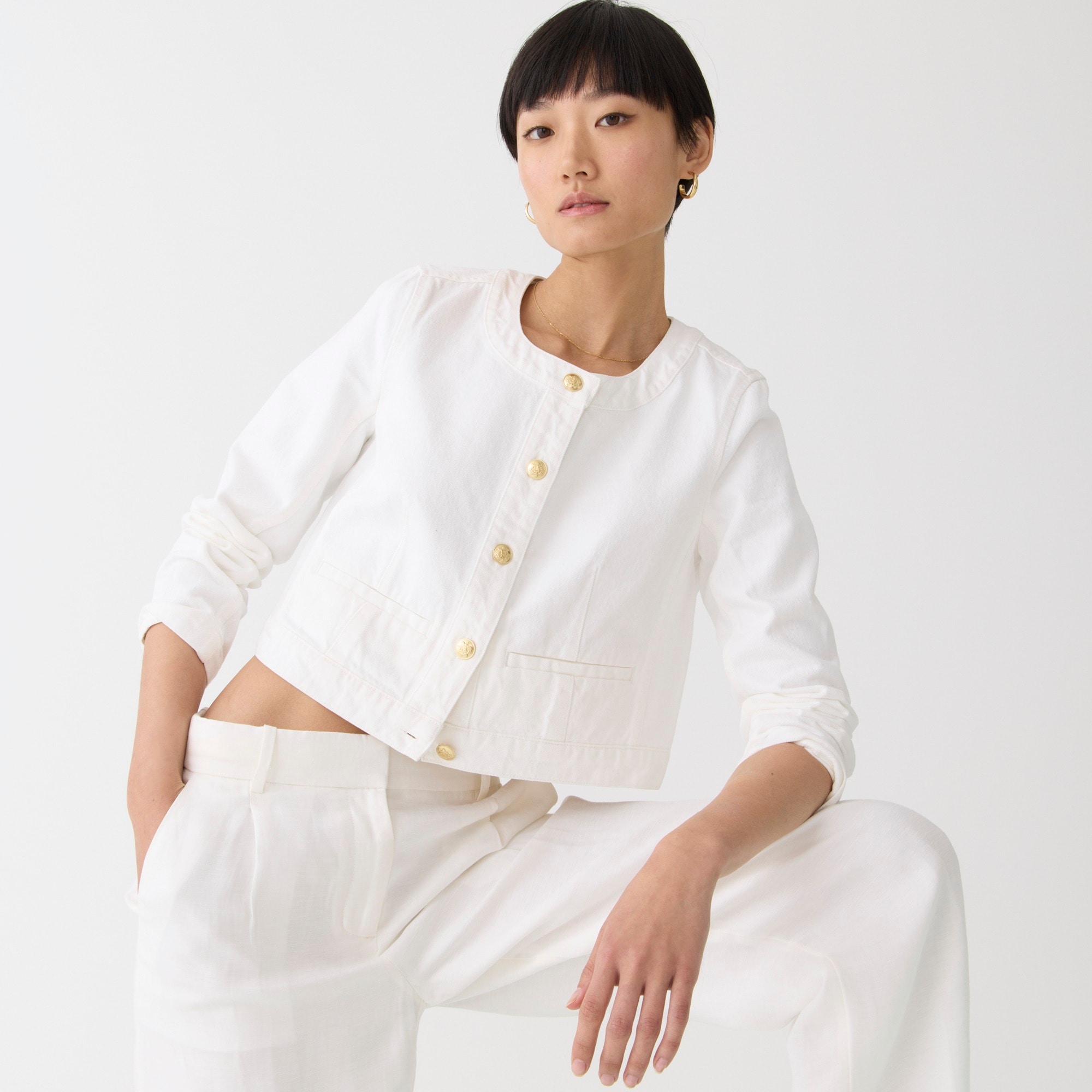 Louisa lady jacket in white denim