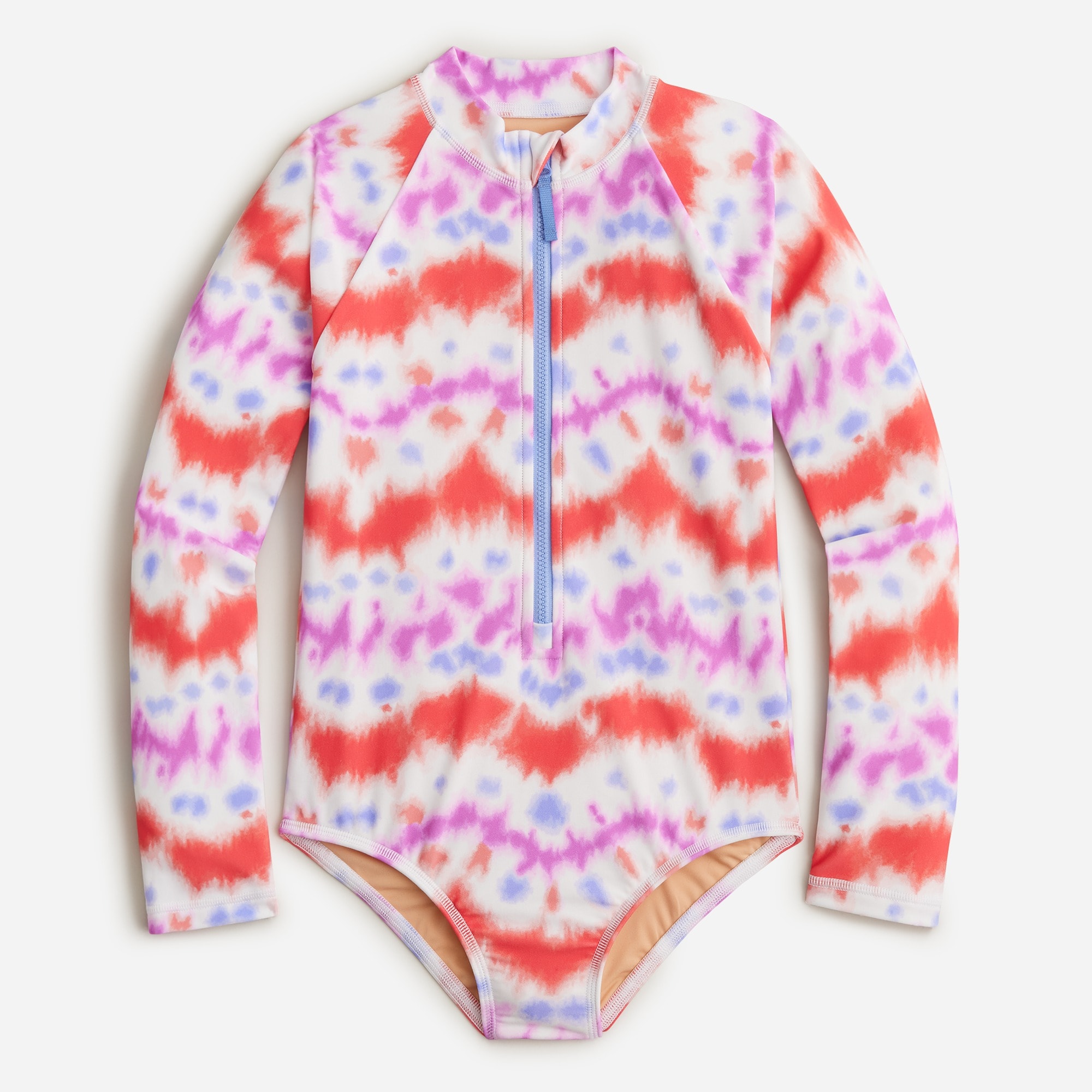 Girls' printed rash guard one-piece with UPF 50+