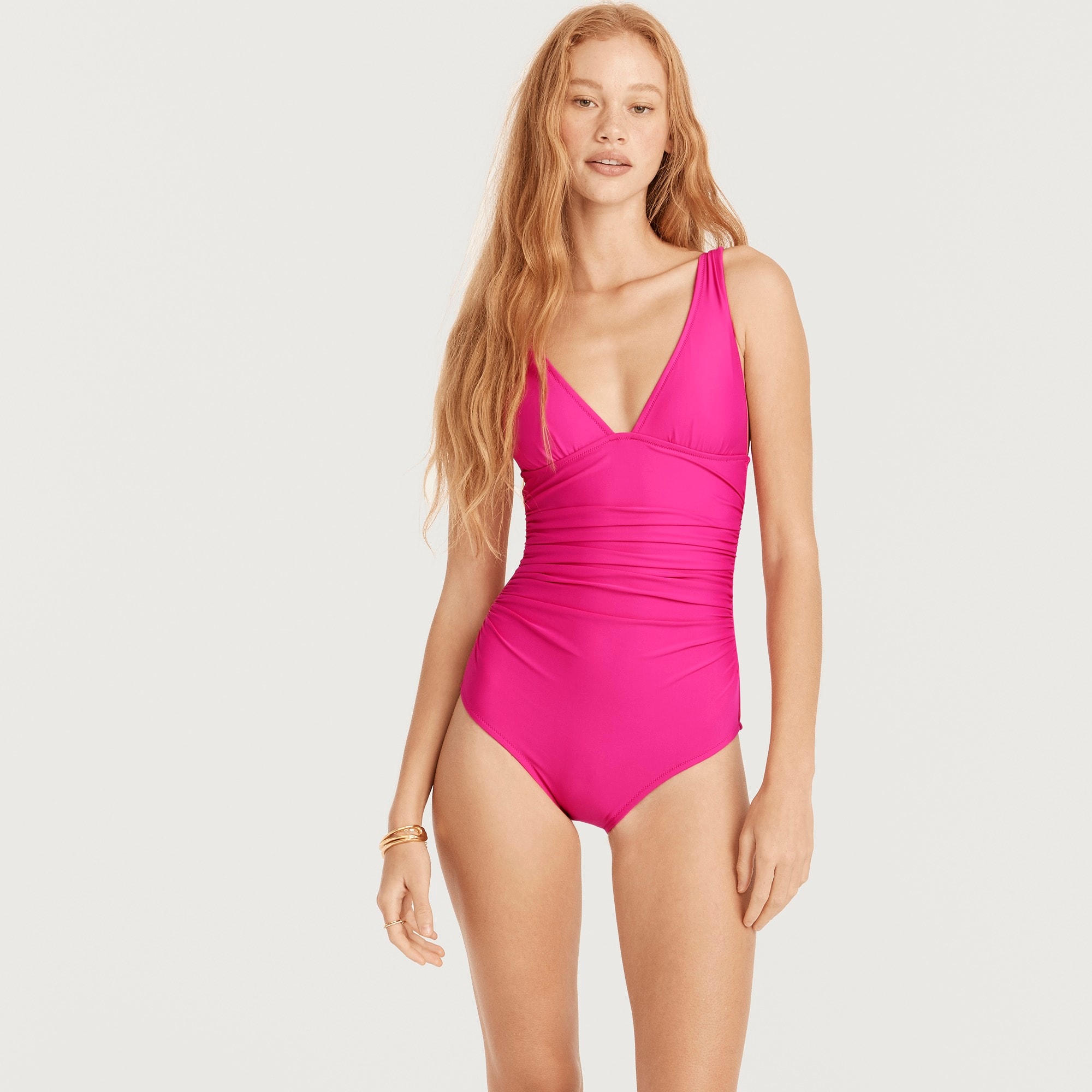 Ruched V-neck one-piece