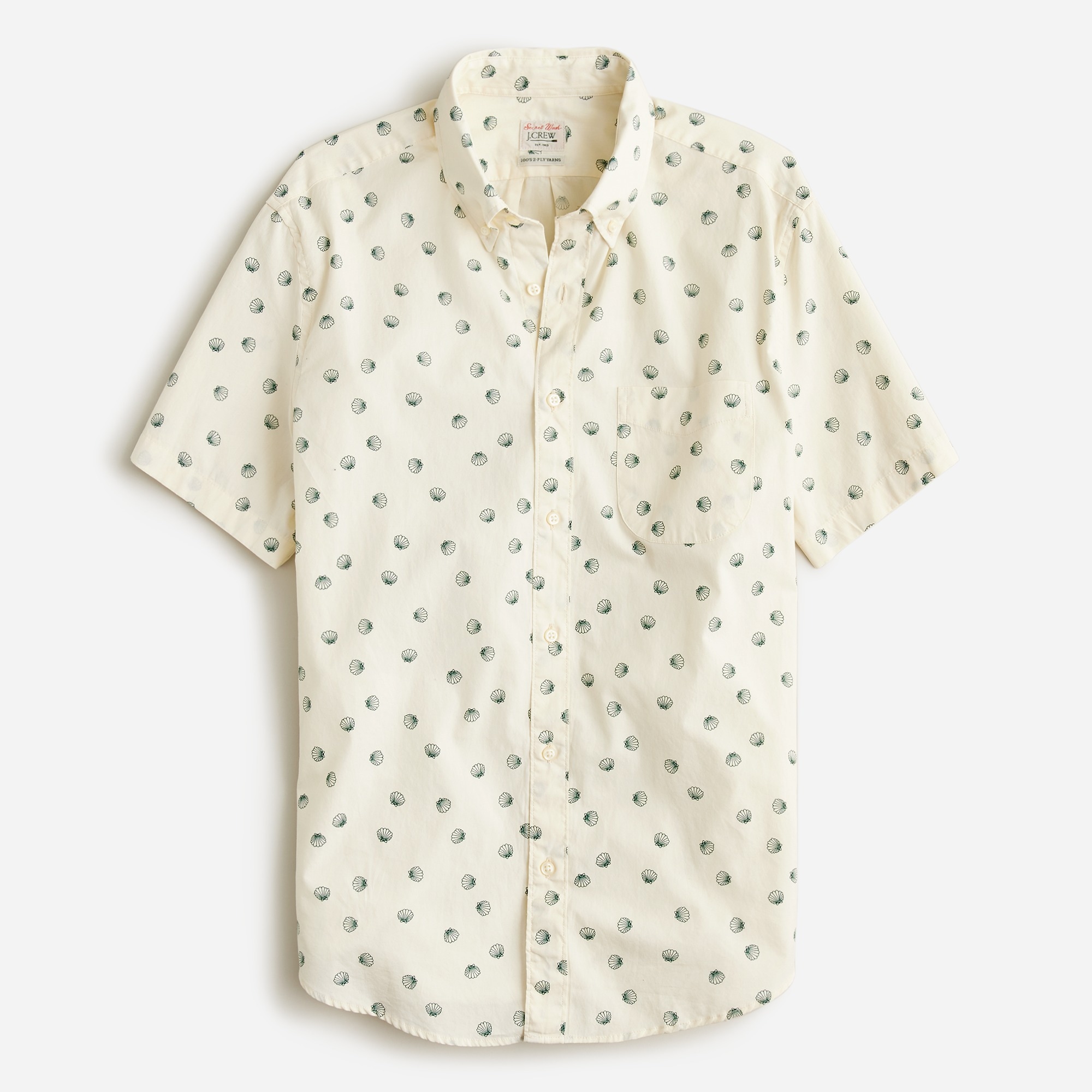 Short-sleeve Secret Wash cotton poplin shirt