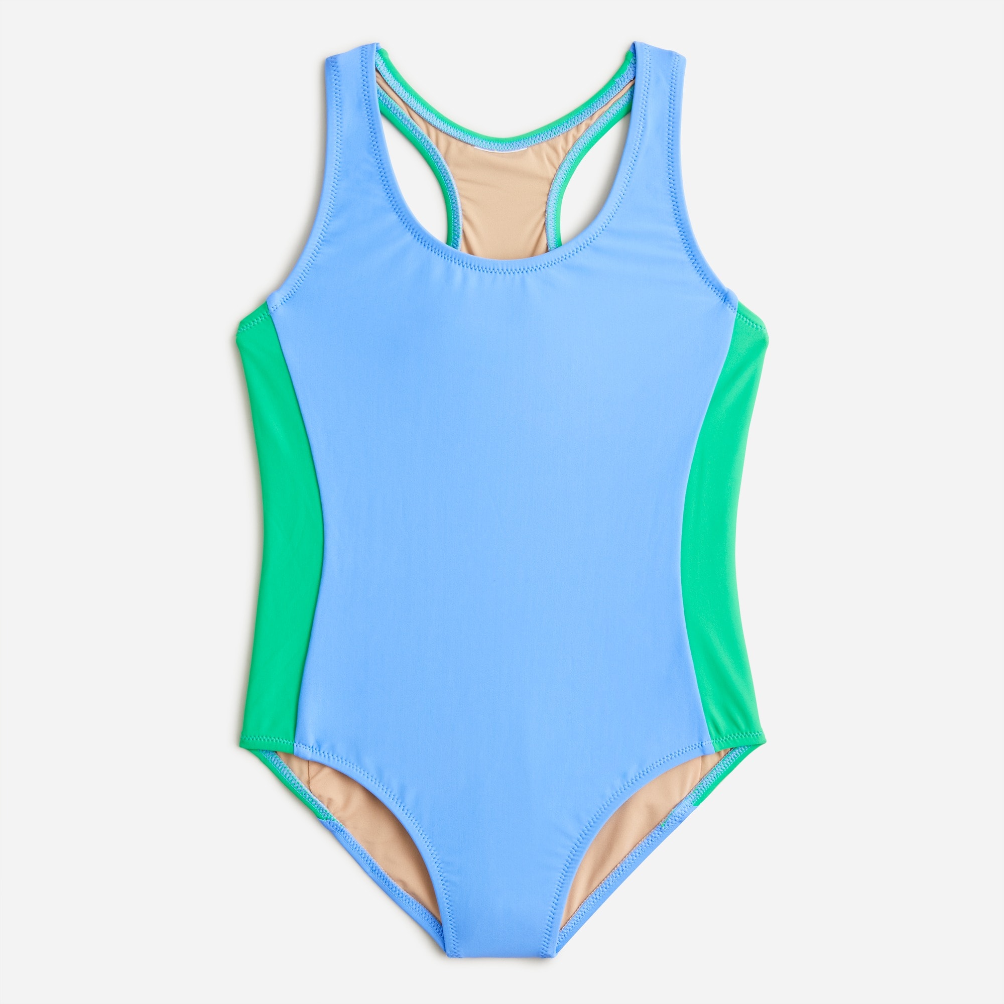 Girls' colorblock racerback one-piece swimsuit with UPF 50+