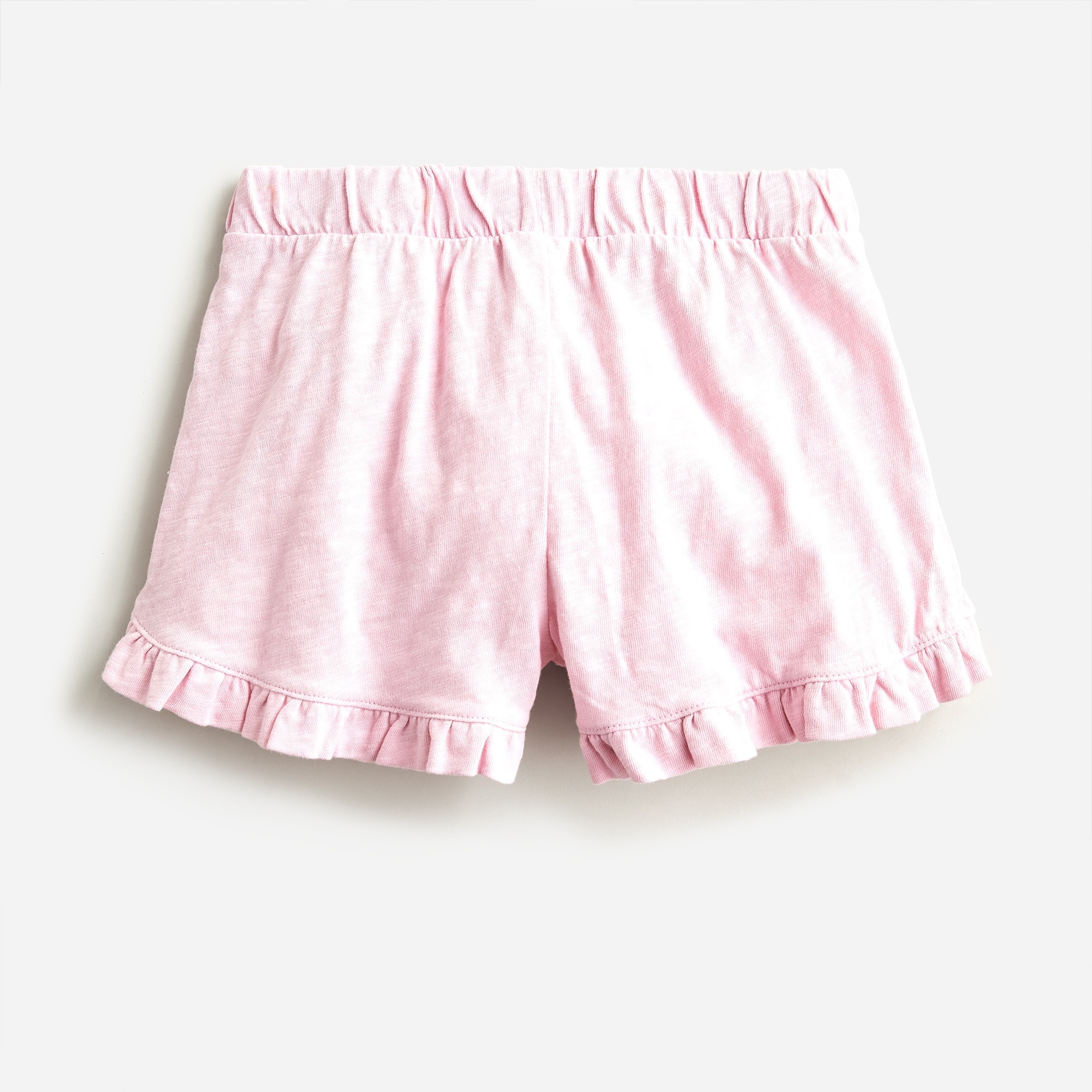 Girls' slub cotton ruffle-trim short