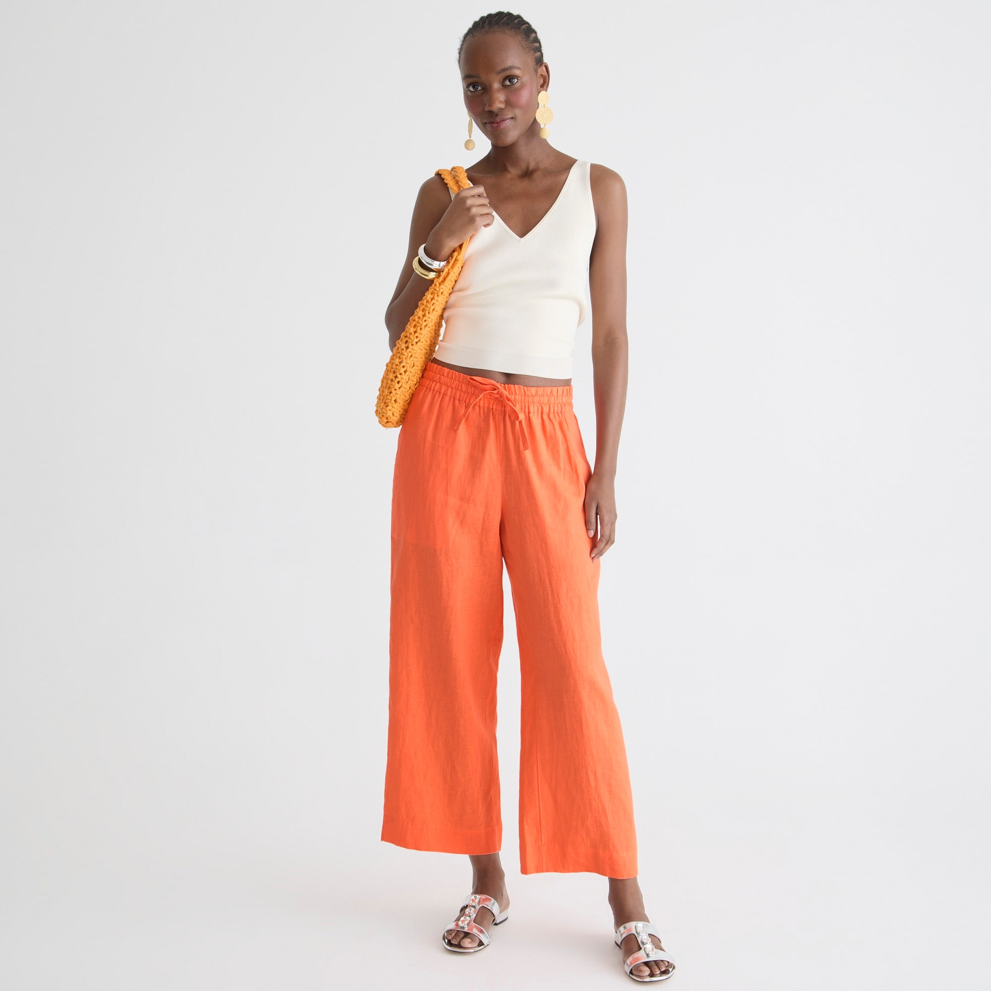 Wide-leg seaside pant in linen