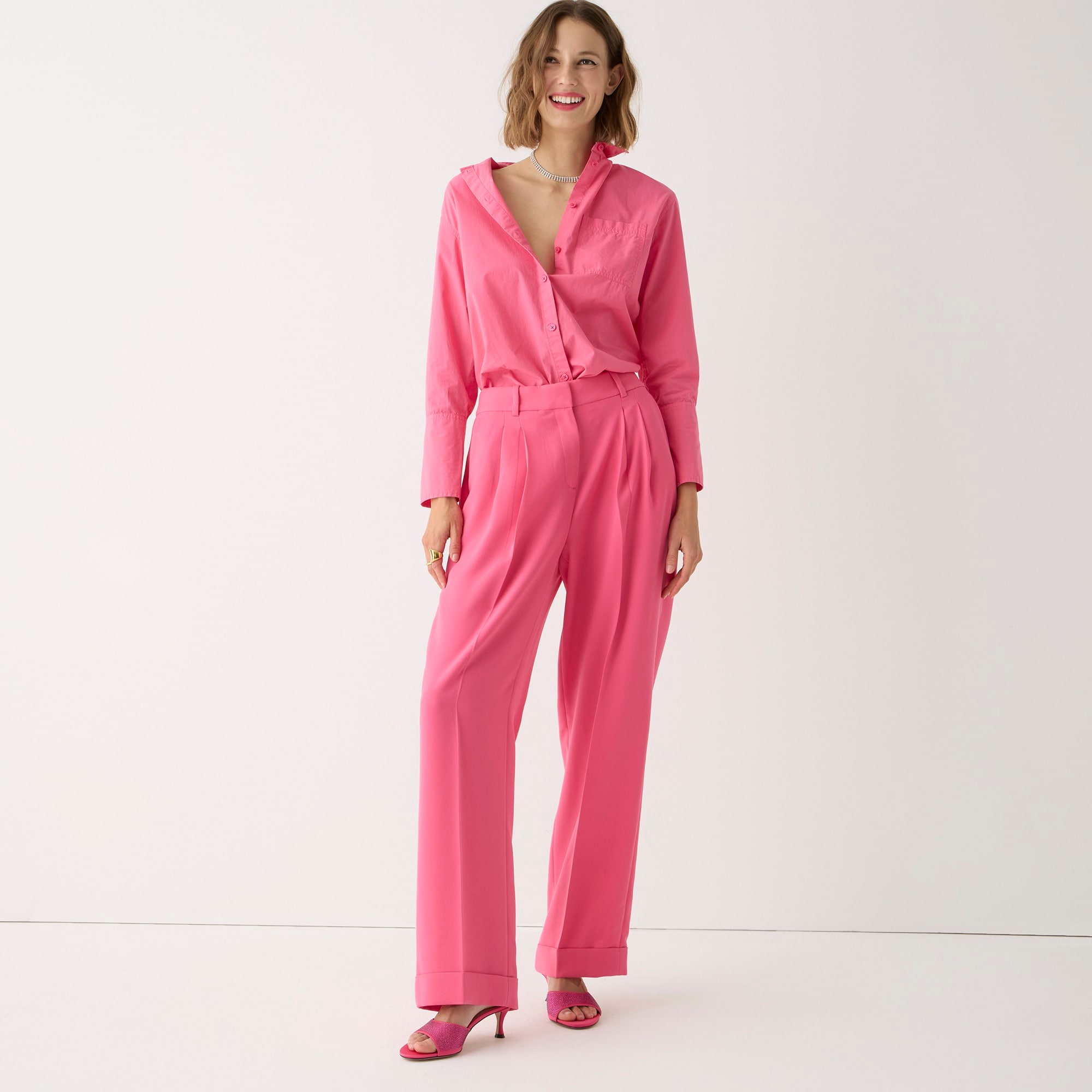 Wide-leg essential pant in city crepe