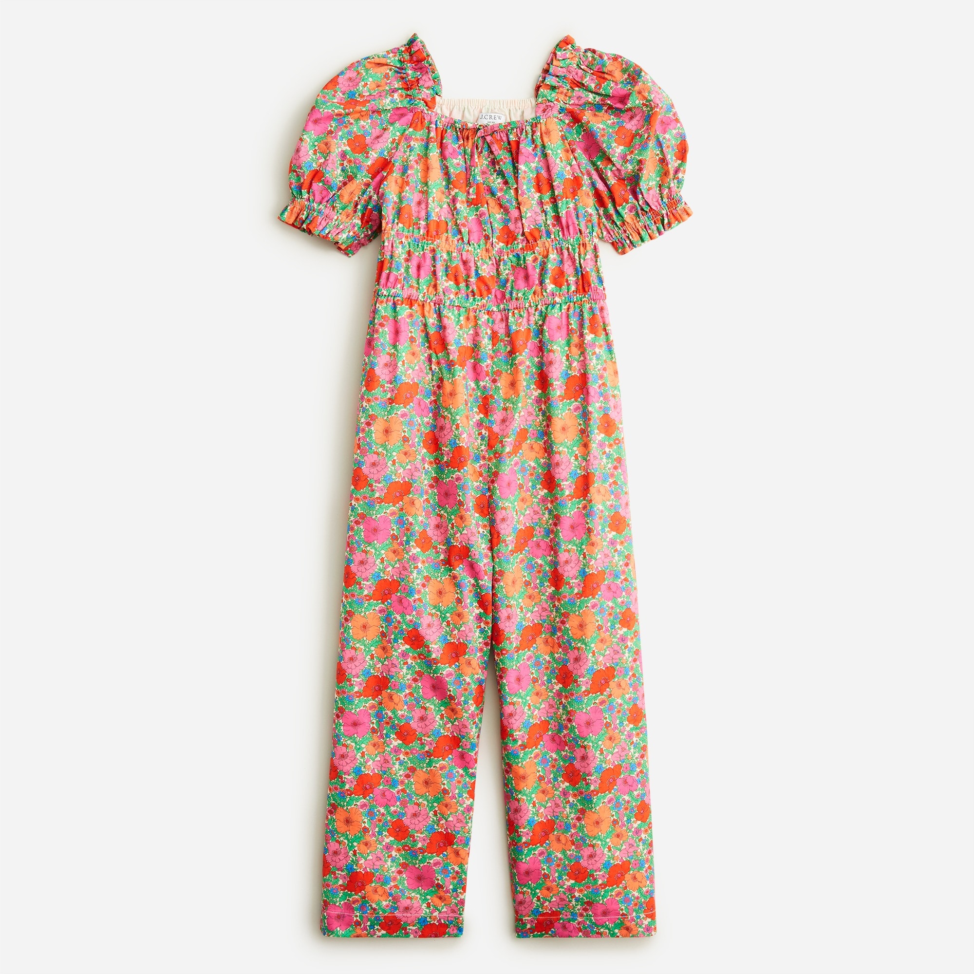 Girls' puff-sleeve jumpsuit in Liberty® fabrics