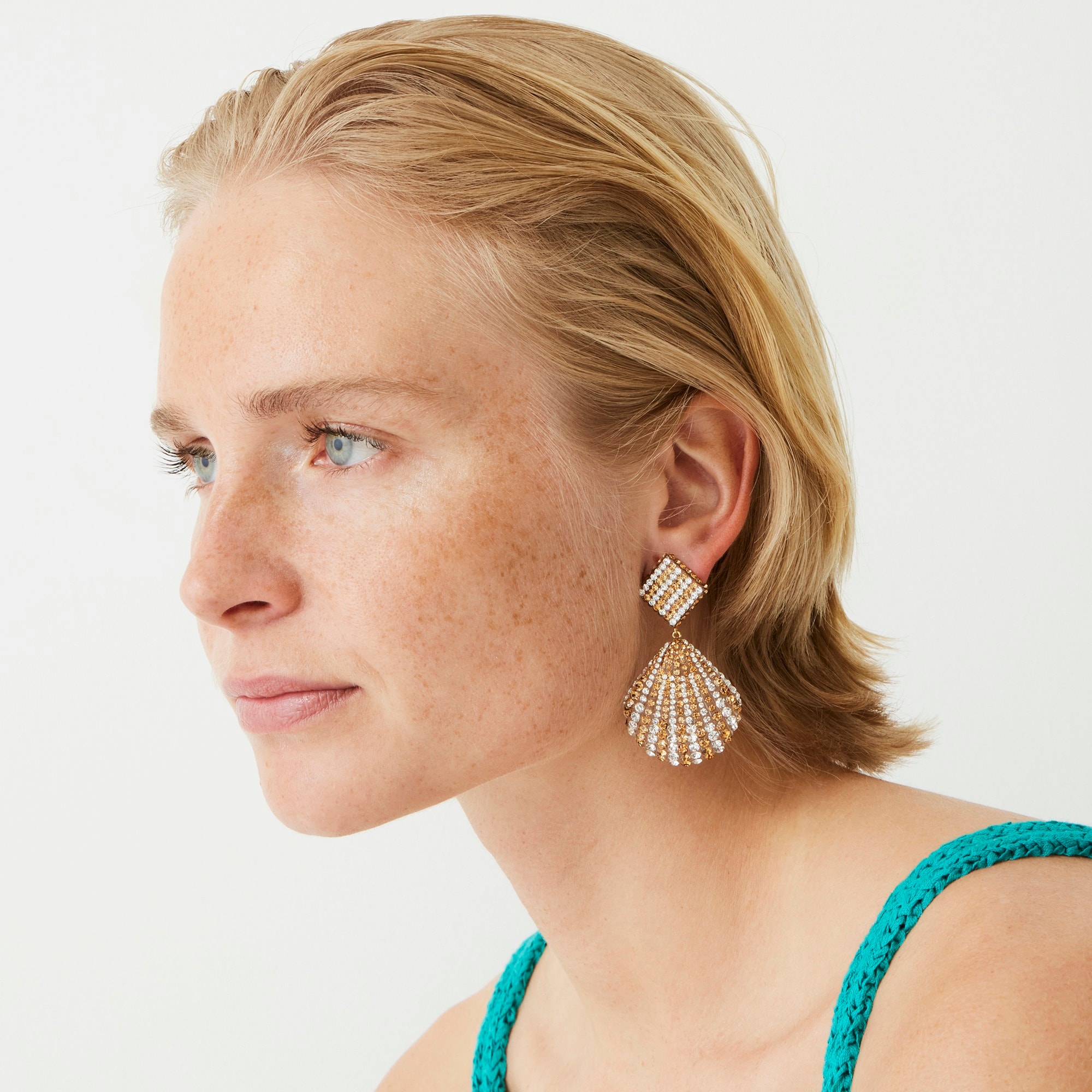 Acetate shell earrings with pavé crystals