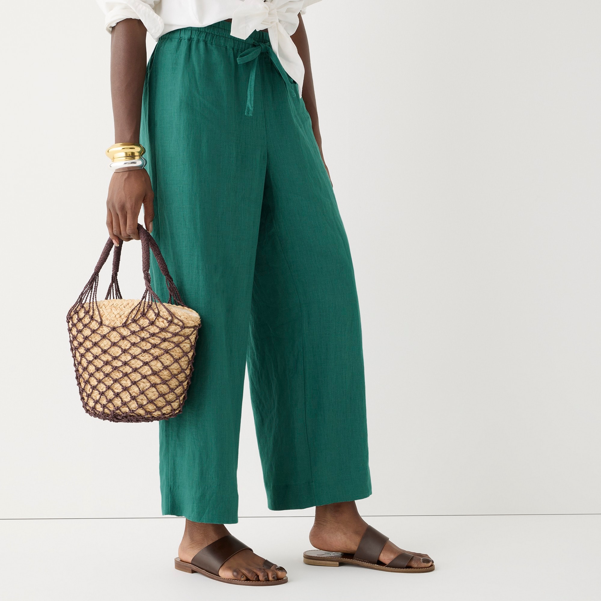 Tall wide-leg seaside pant in linen