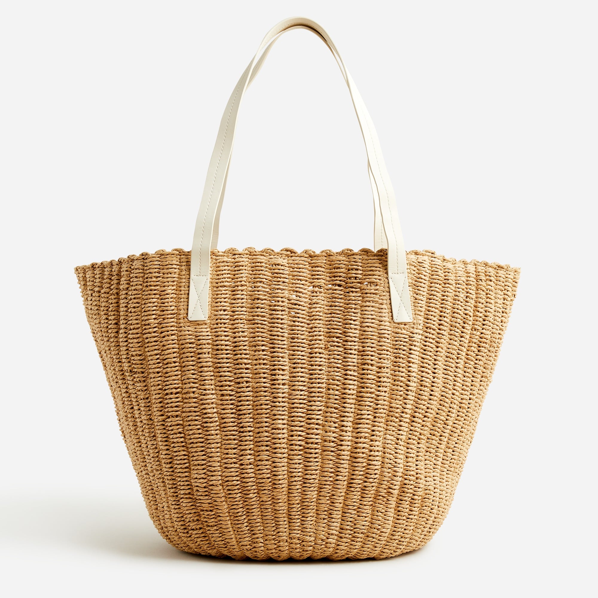 Woven straw market tote