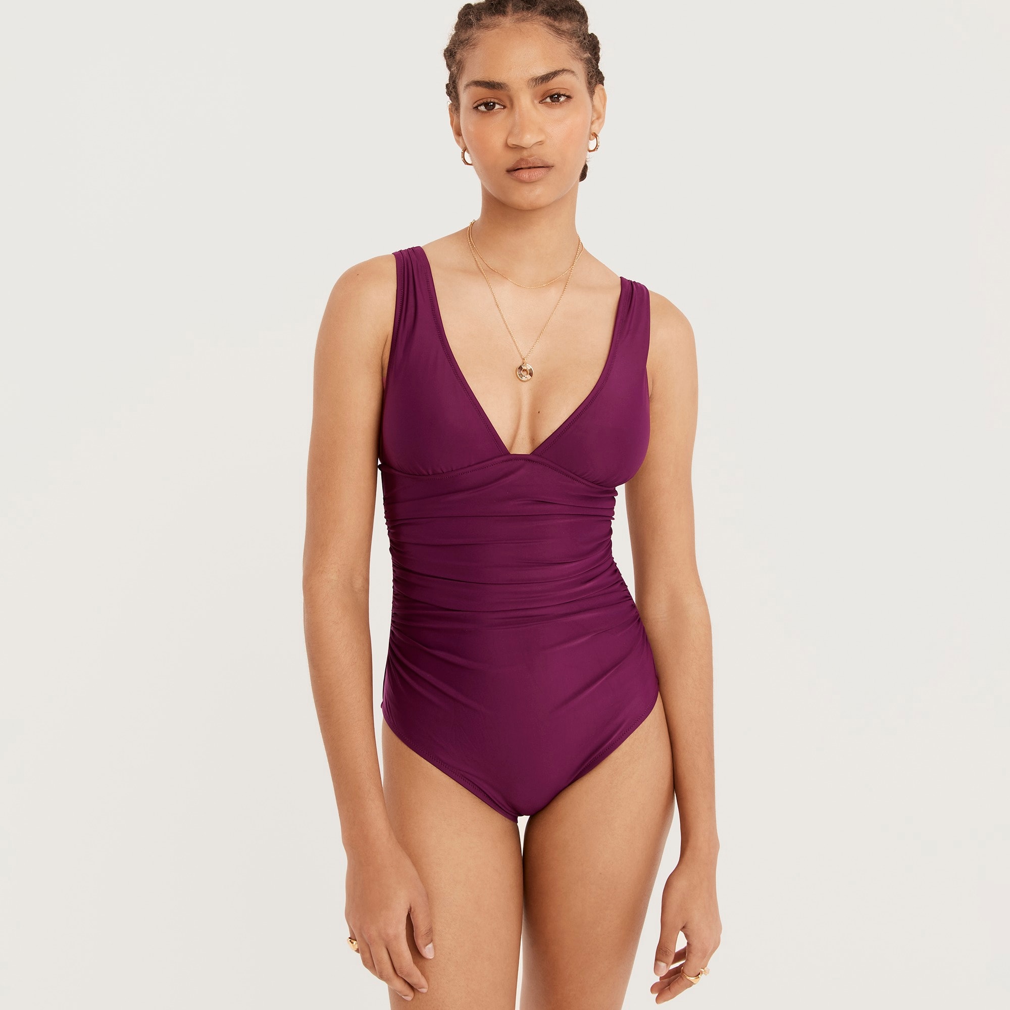 Ruched V-neck one-piece