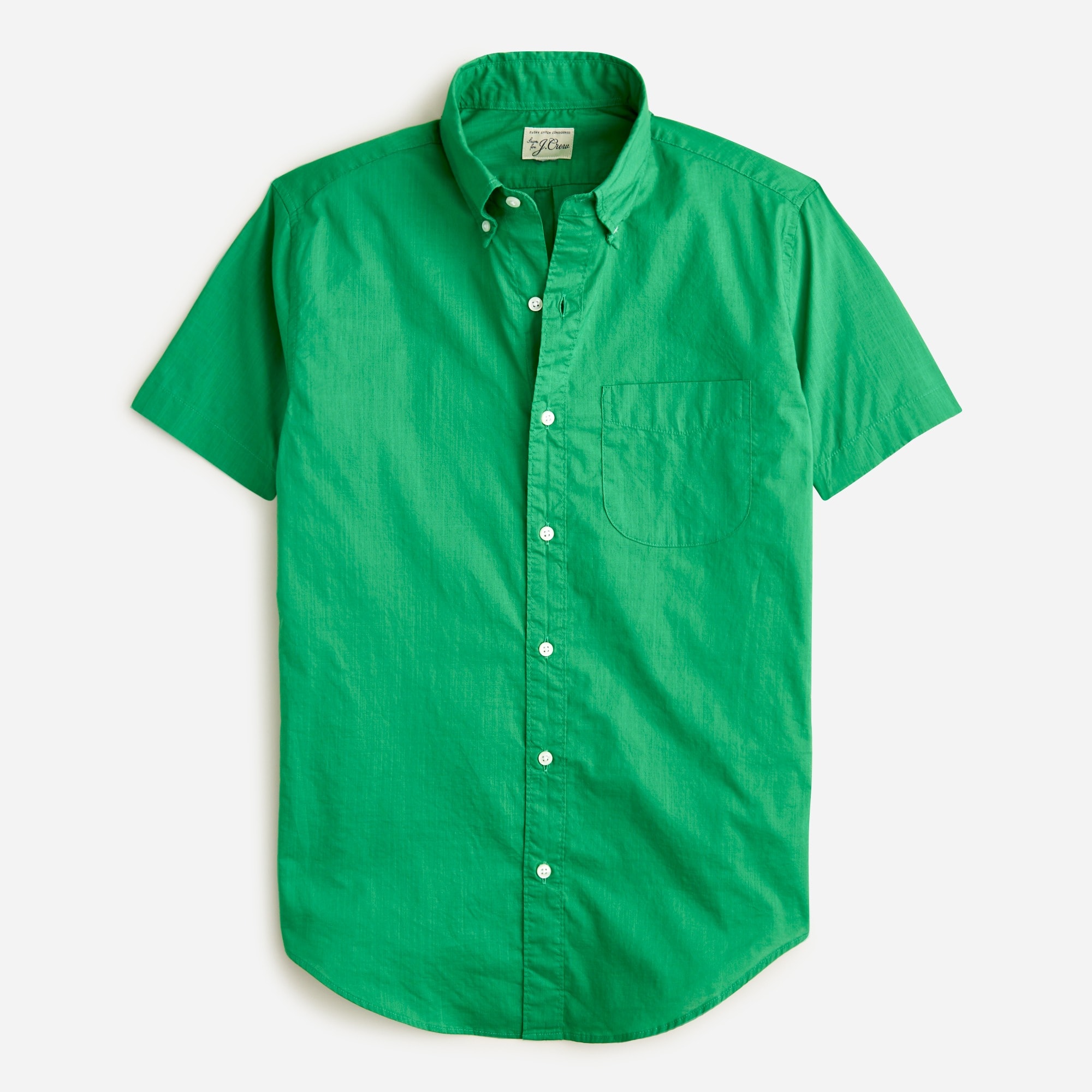 Short-sleeve slub cotton shirt
