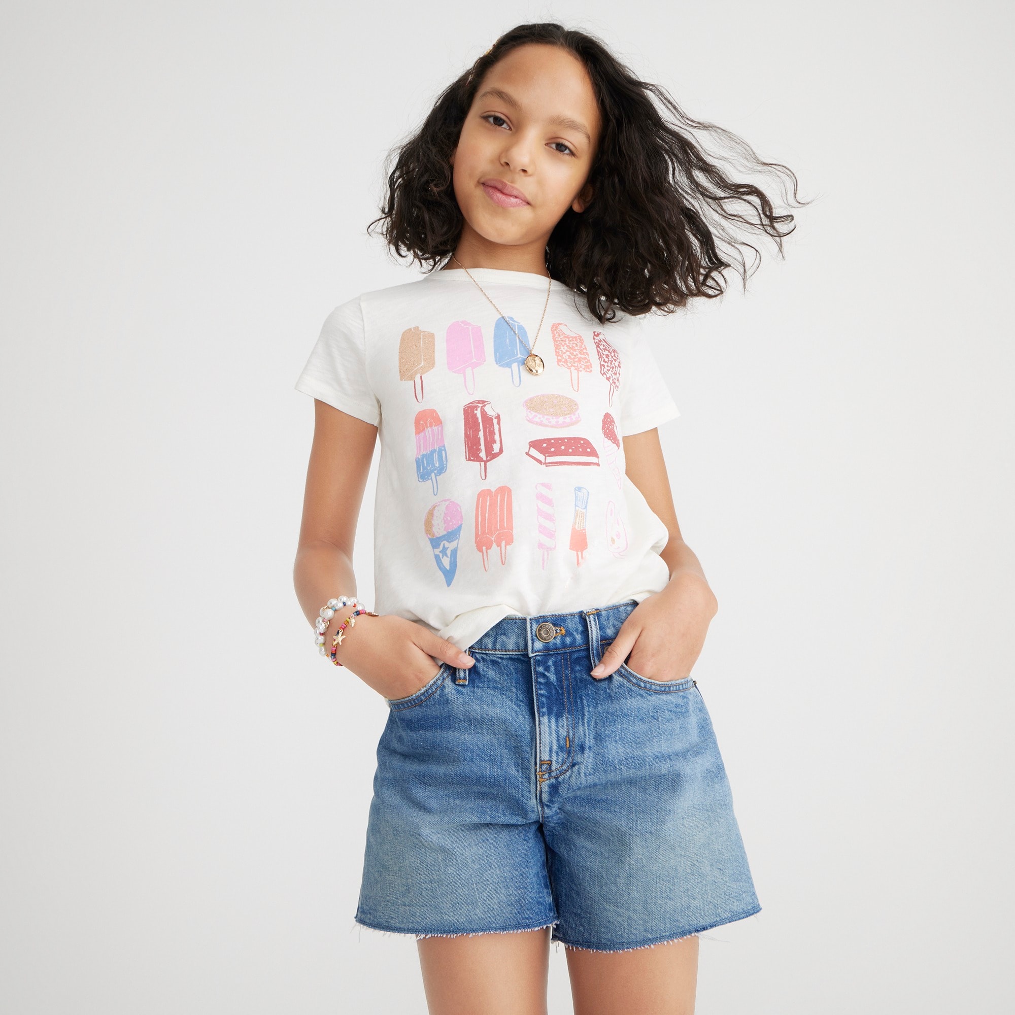 Girls' short-sleeve ice cream graphic T-shirt