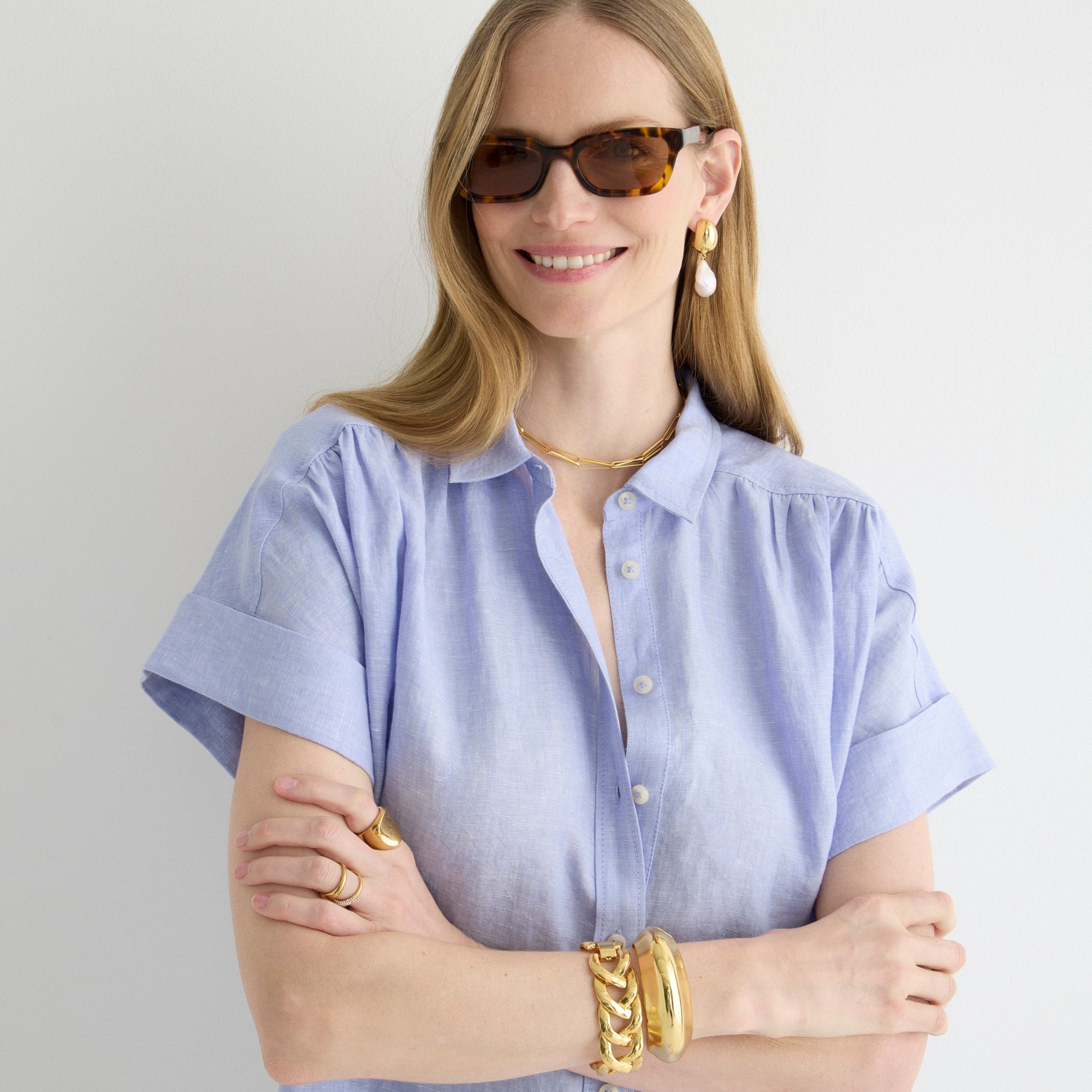 Relaxed-fit short-sleeve Baird McNutt Irish linen shirtdress