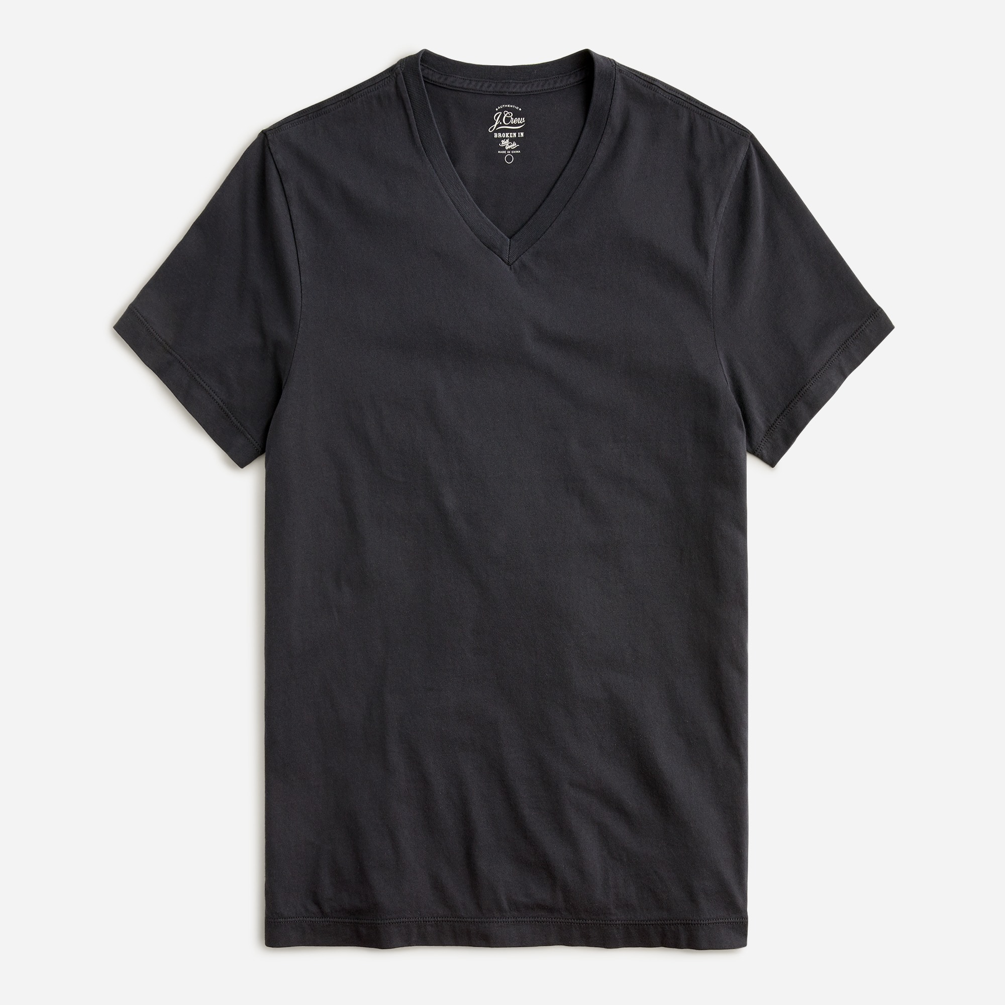 Broken-in short-sleeve V-neck T-shirt