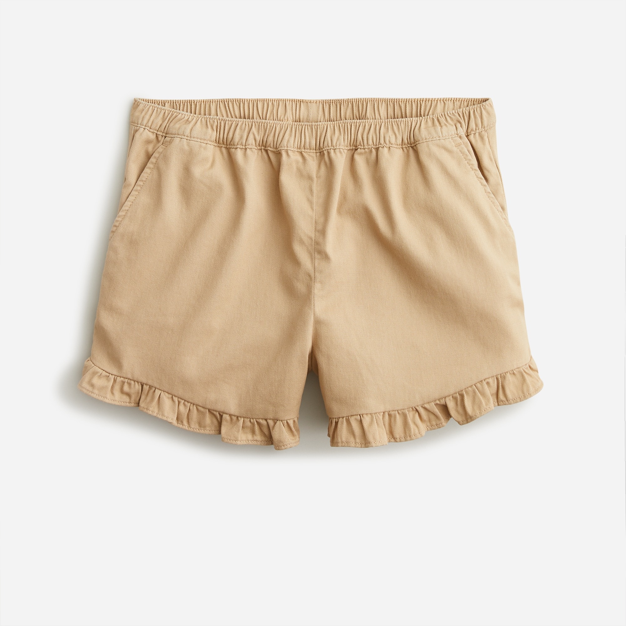 Girls' ruffle pull-on short in soft chino