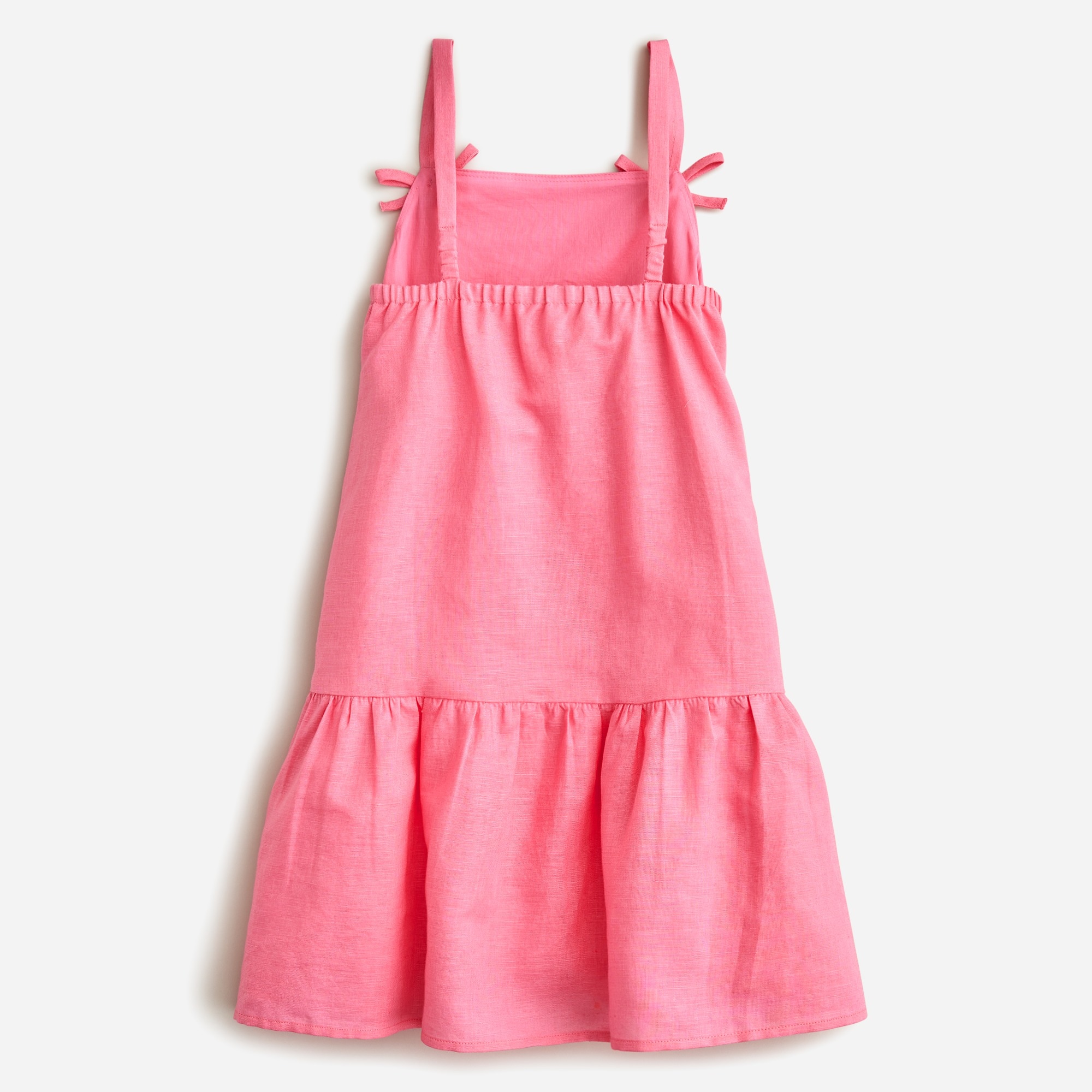Girls' drop-waist dress in linen-cotton blend
