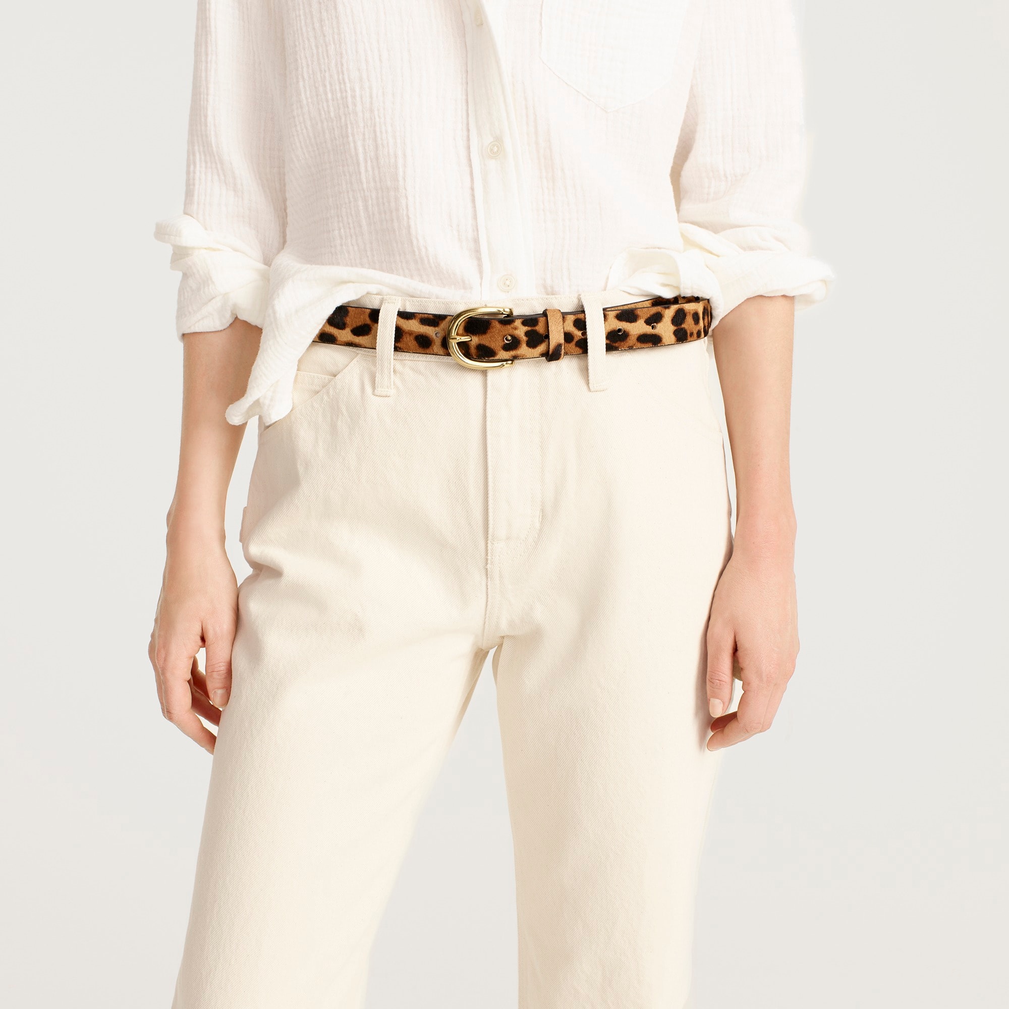 Calf hair belt in leopard