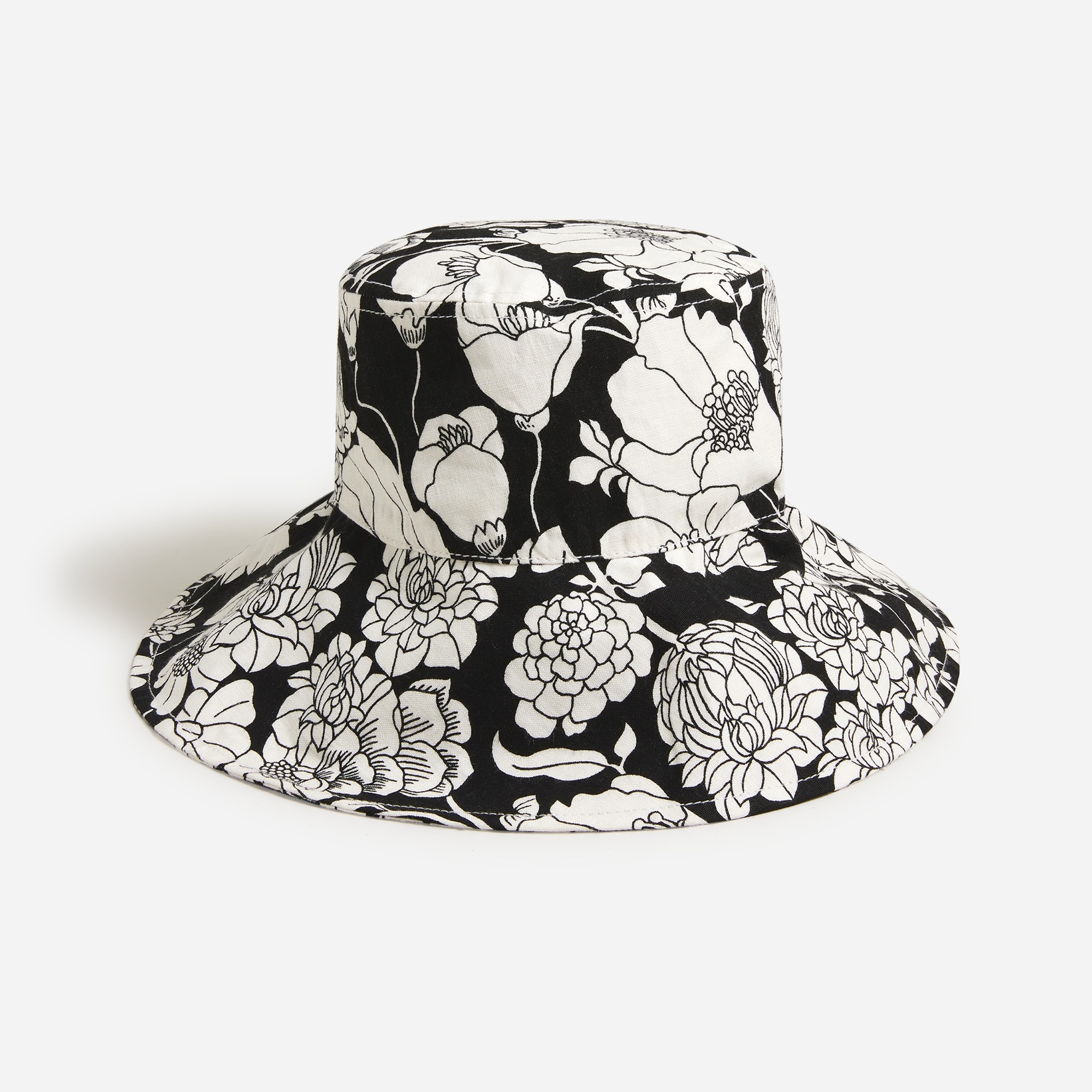 Printed bucket hat in linen