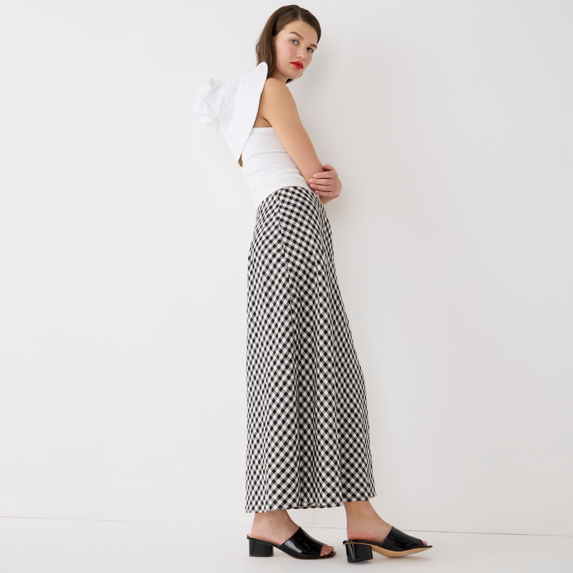 Gwyneth slip skirt in Gramercy gingham linen