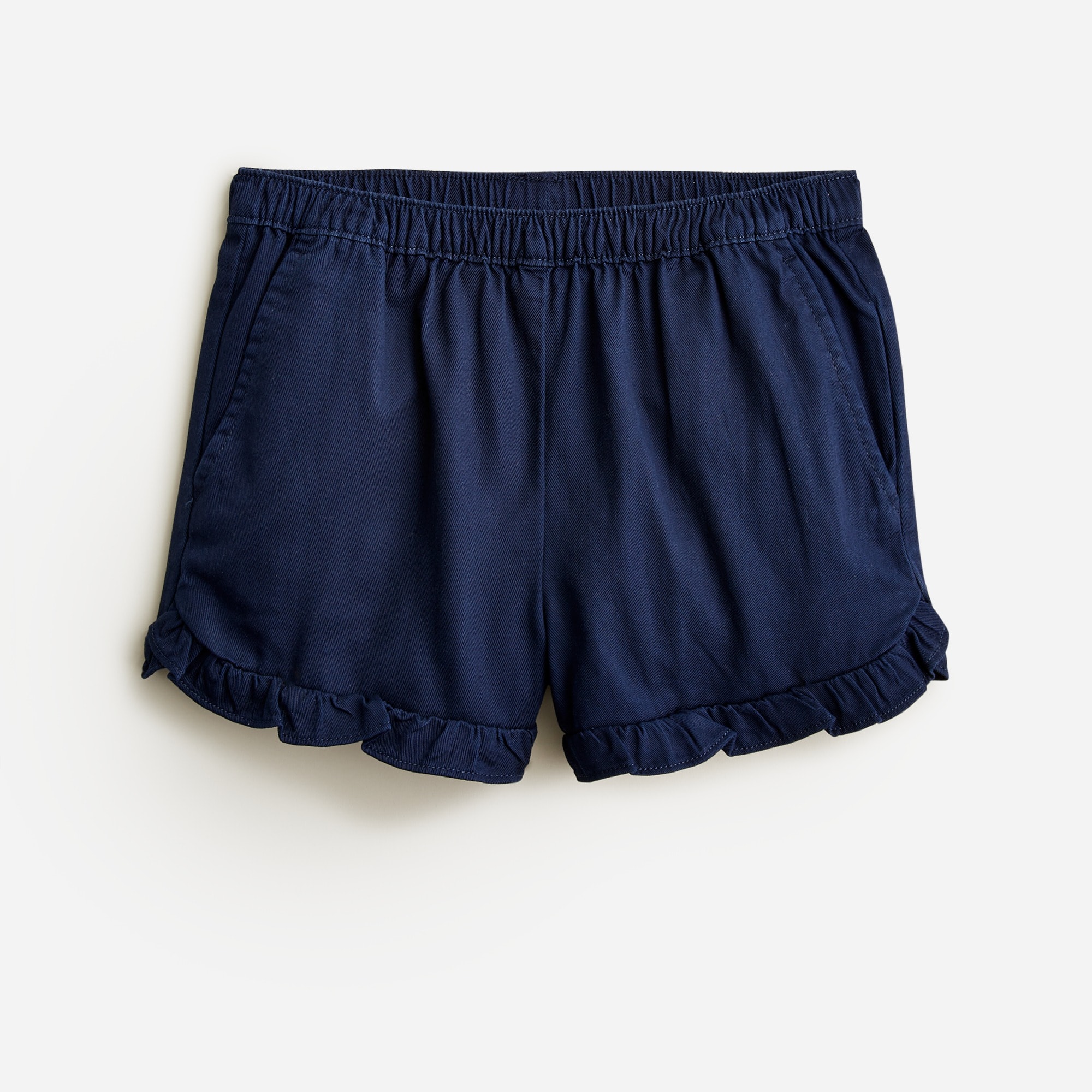 Girls' ruffle pull-on short in soft chino