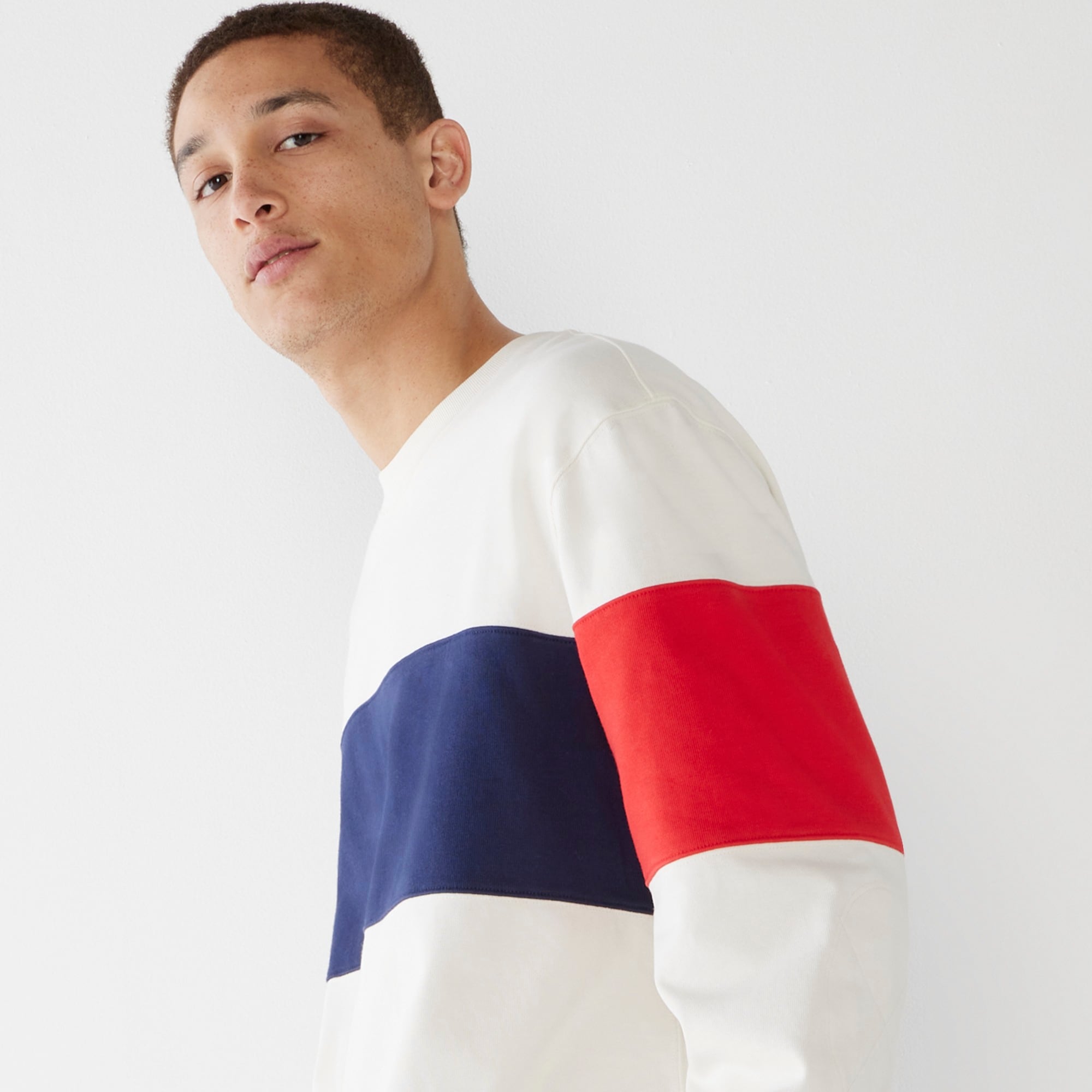 Rugby crewneck shirt in colorblock