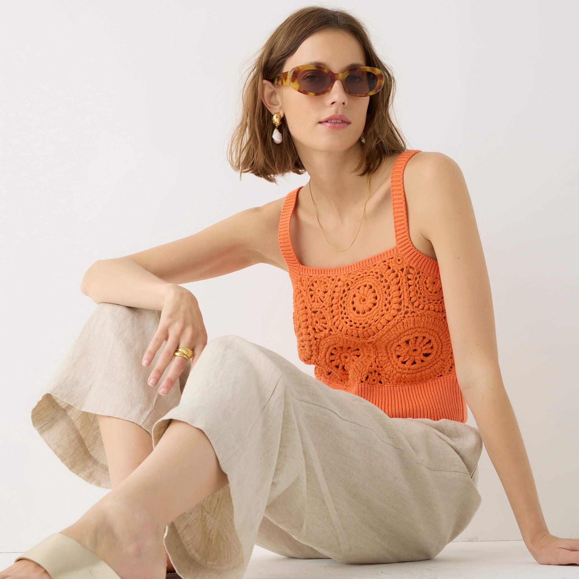 Wide-leg seaside pant in linen