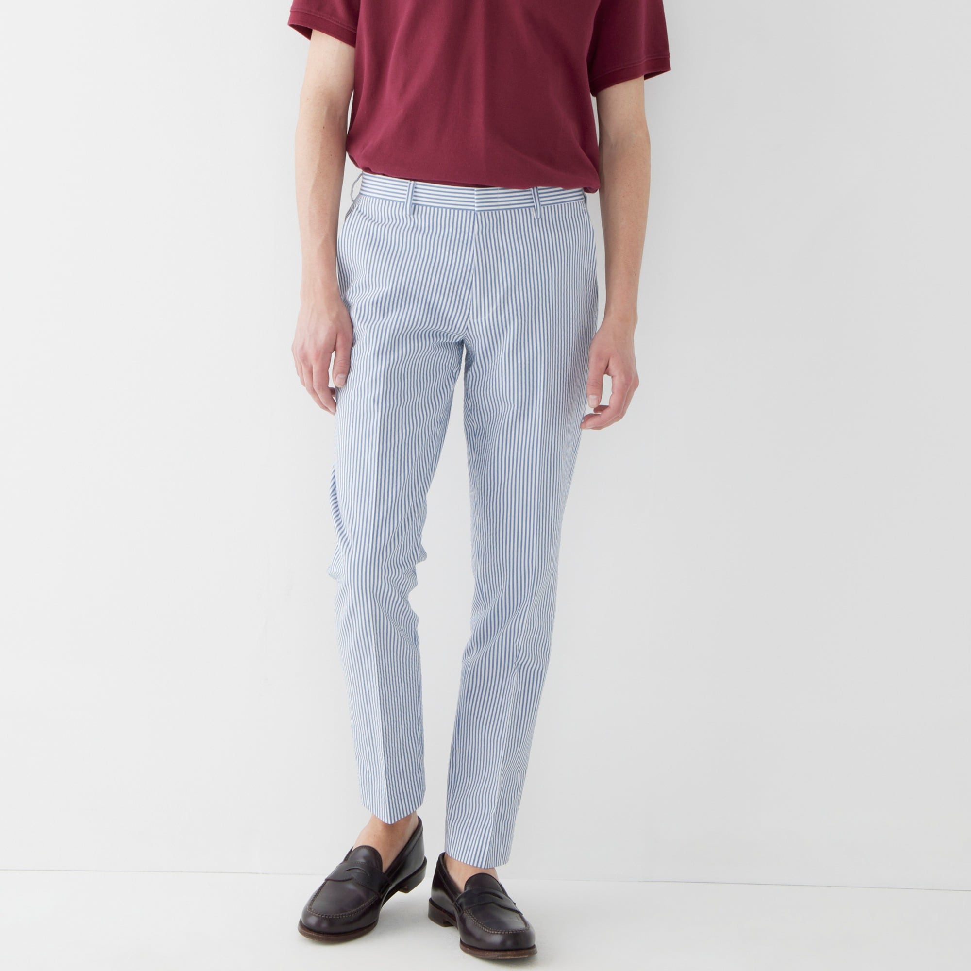 Ludlow Slim-fit unstructured suit pant in seersucker