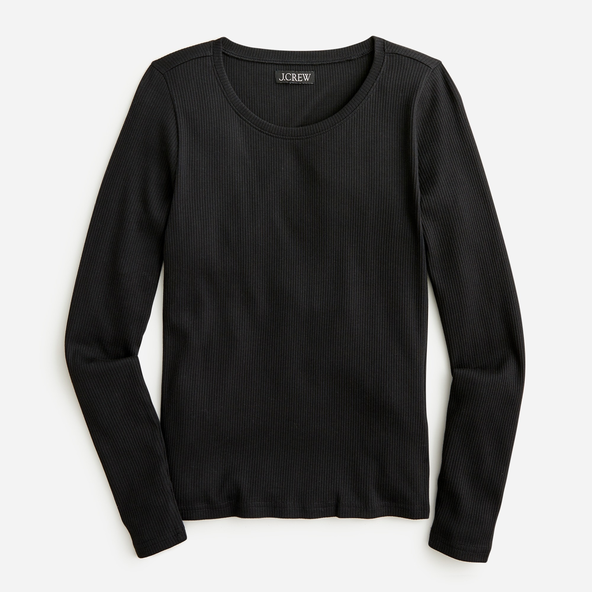 Long-sleeve crewneck T-shirt in vintage rib