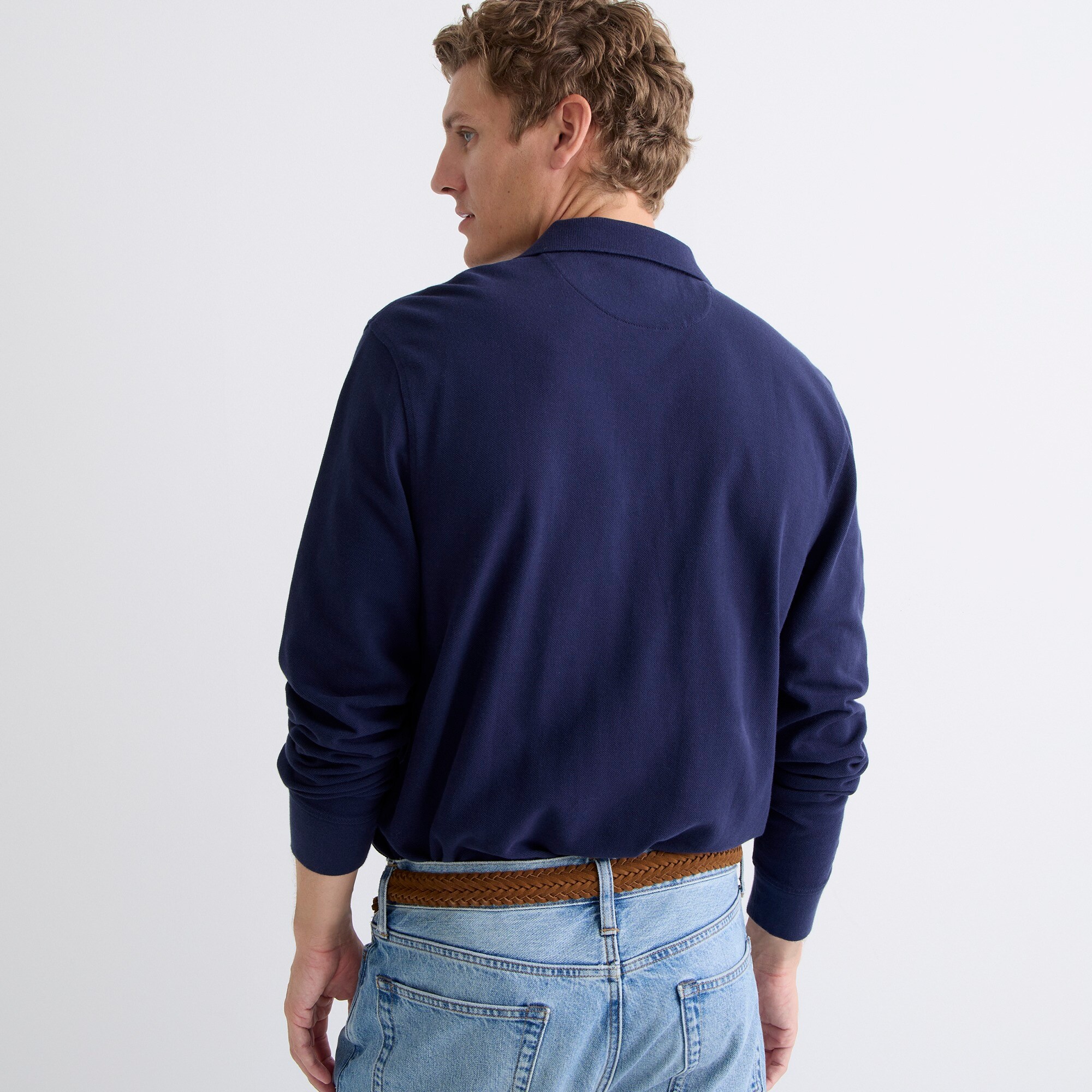 Long-sleeve classic piqué polo shirt