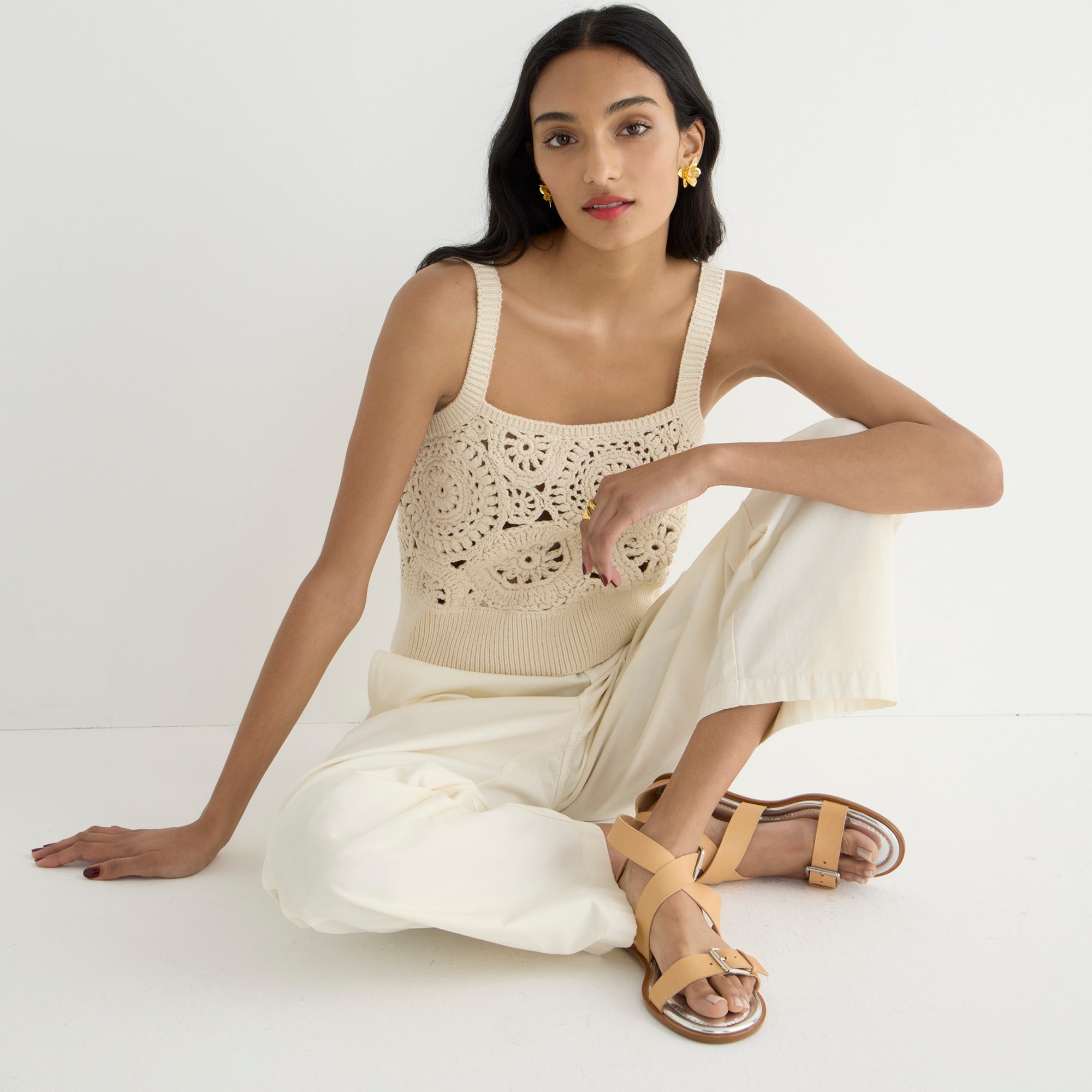 Sorrento made-in-Italy cross-strap sandals in leather