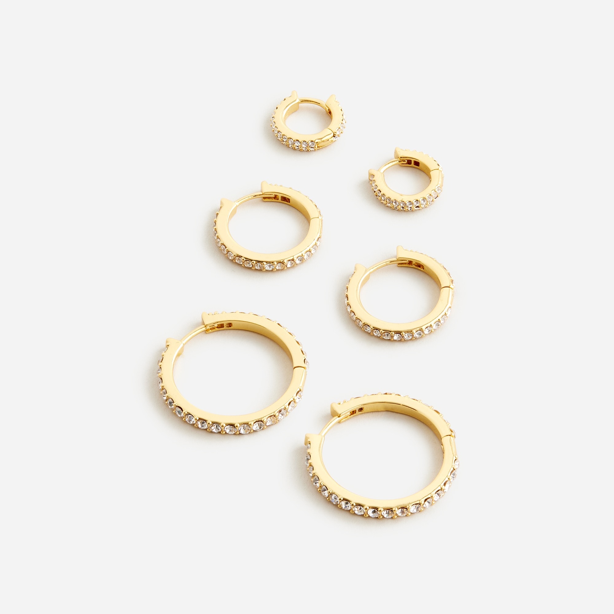 Set-of-three pavé hoop earrings