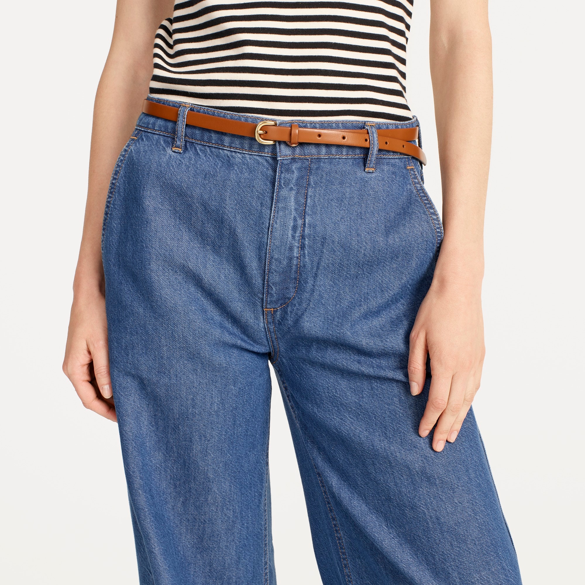 Skinny Italian leather belt