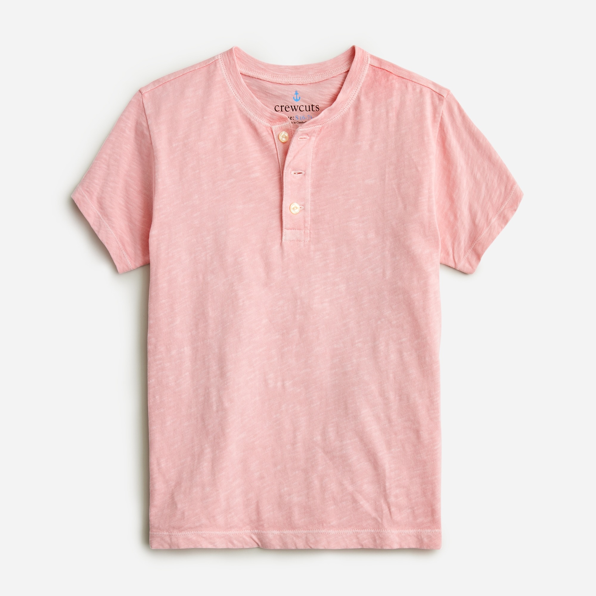 Boys' short-sleeve garment-dyed henley