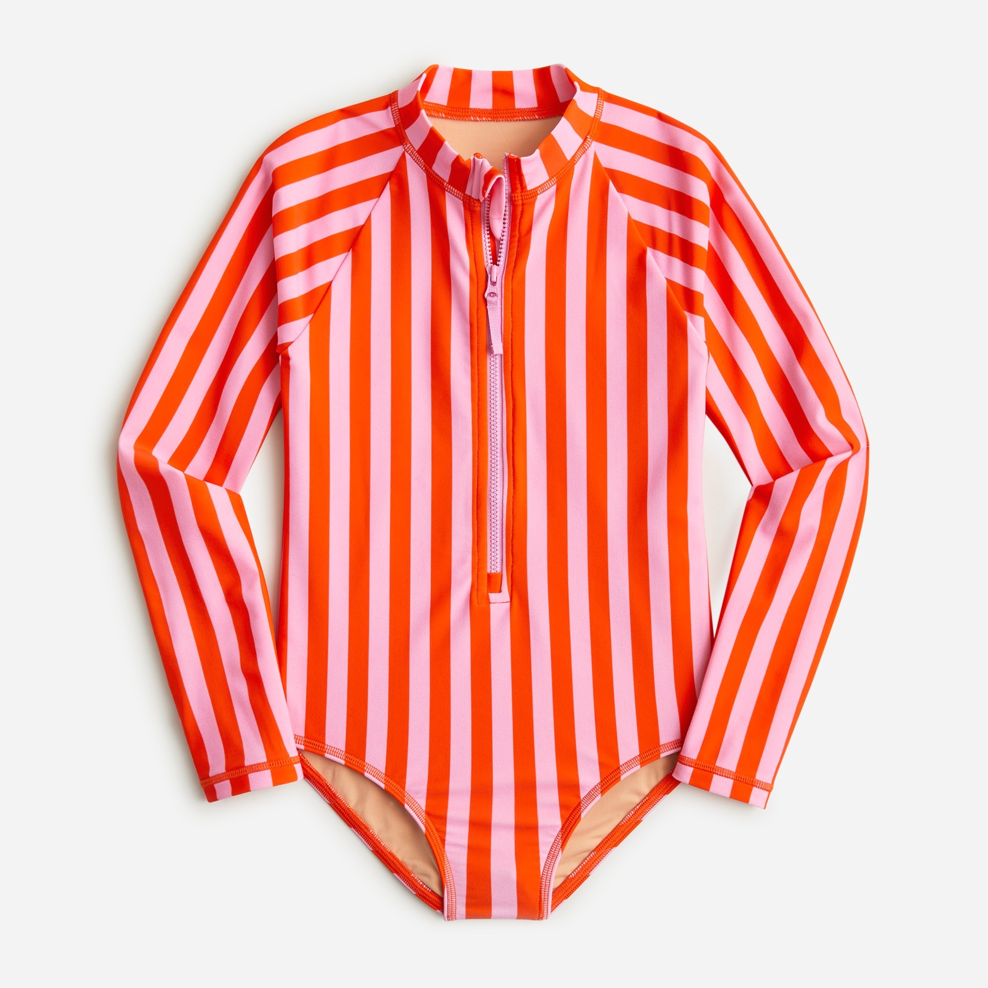 Girls' printed rash guard one-piece with UPF 50+