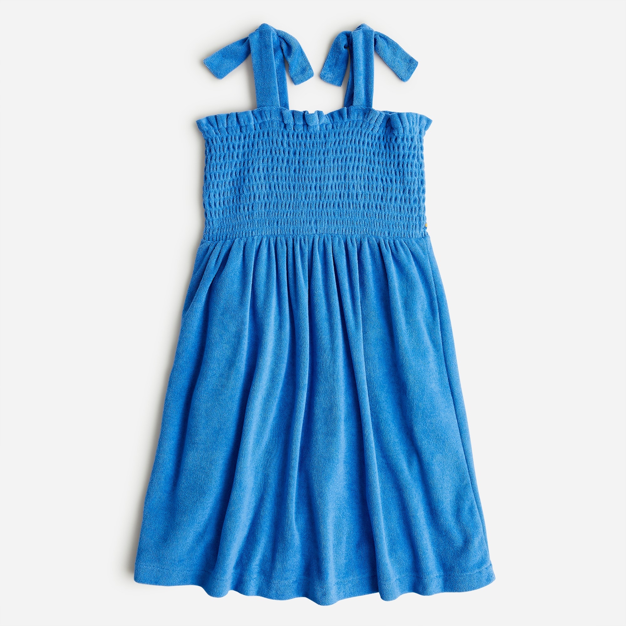Girls' tie-shoulder dress in towel terry