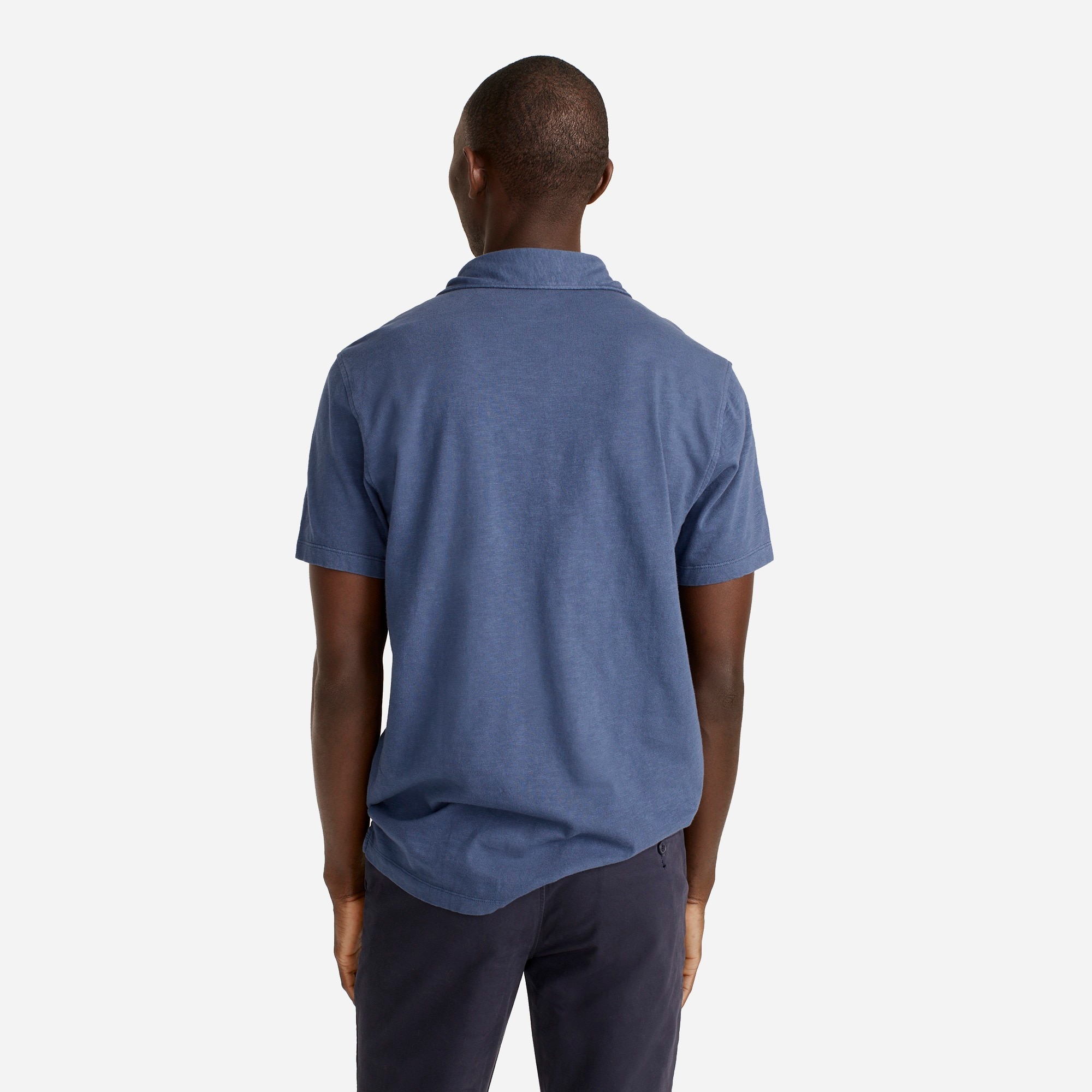 Garment-dyed slub cotton pocket polo shirt