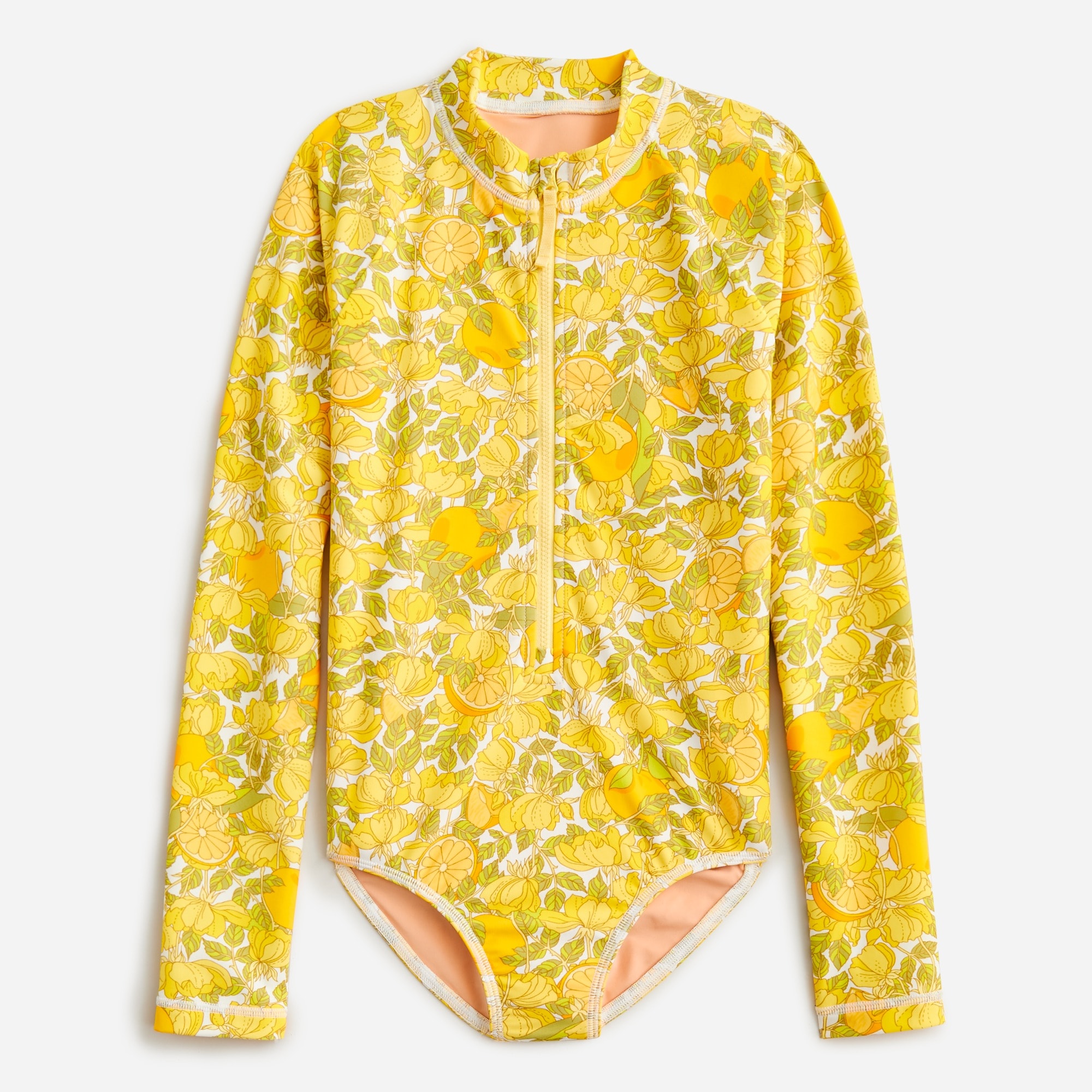 Girls' printed rash guard one-piece with UPF 50+