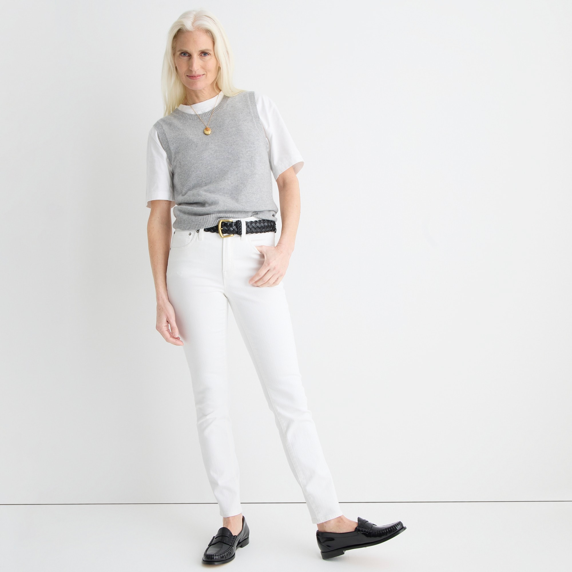 9" toothpick jean in white wash