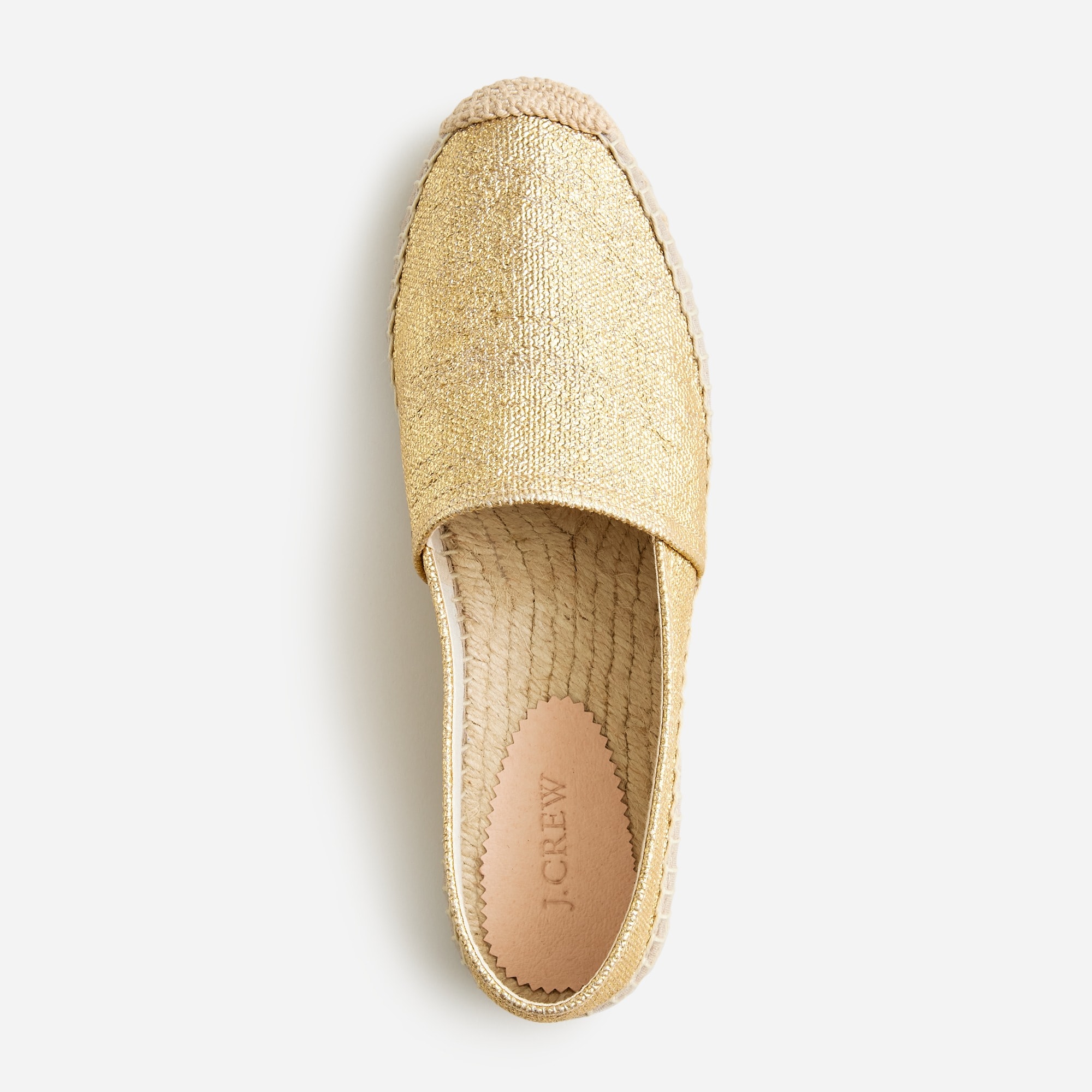 Made-in-Spain espadrille flats in metallic canvas
